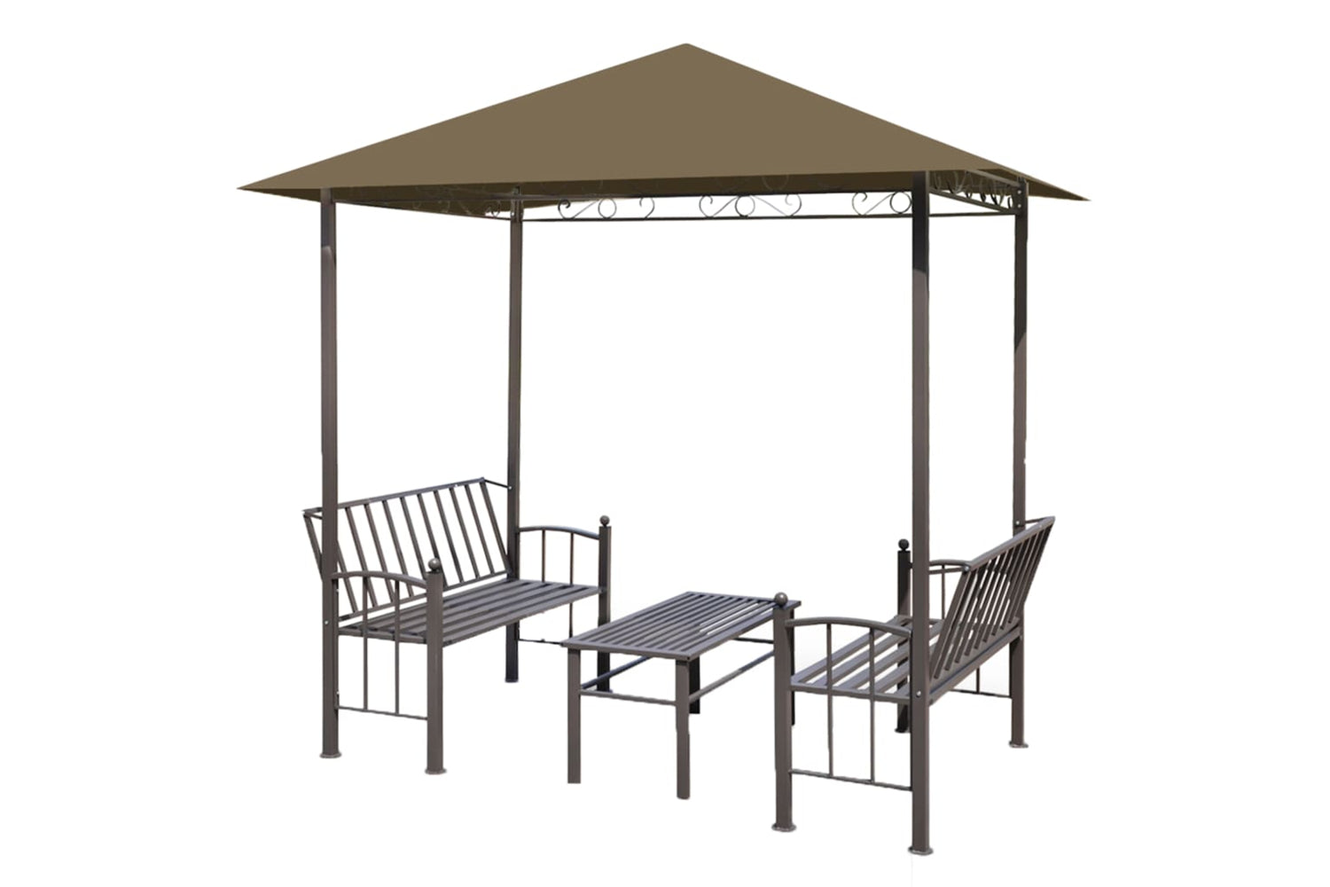 Vidaxl 312222 Garden Pavilion With Table And Benches 2.5x1.5x2.4 M Taupe 180 G/mâ²
