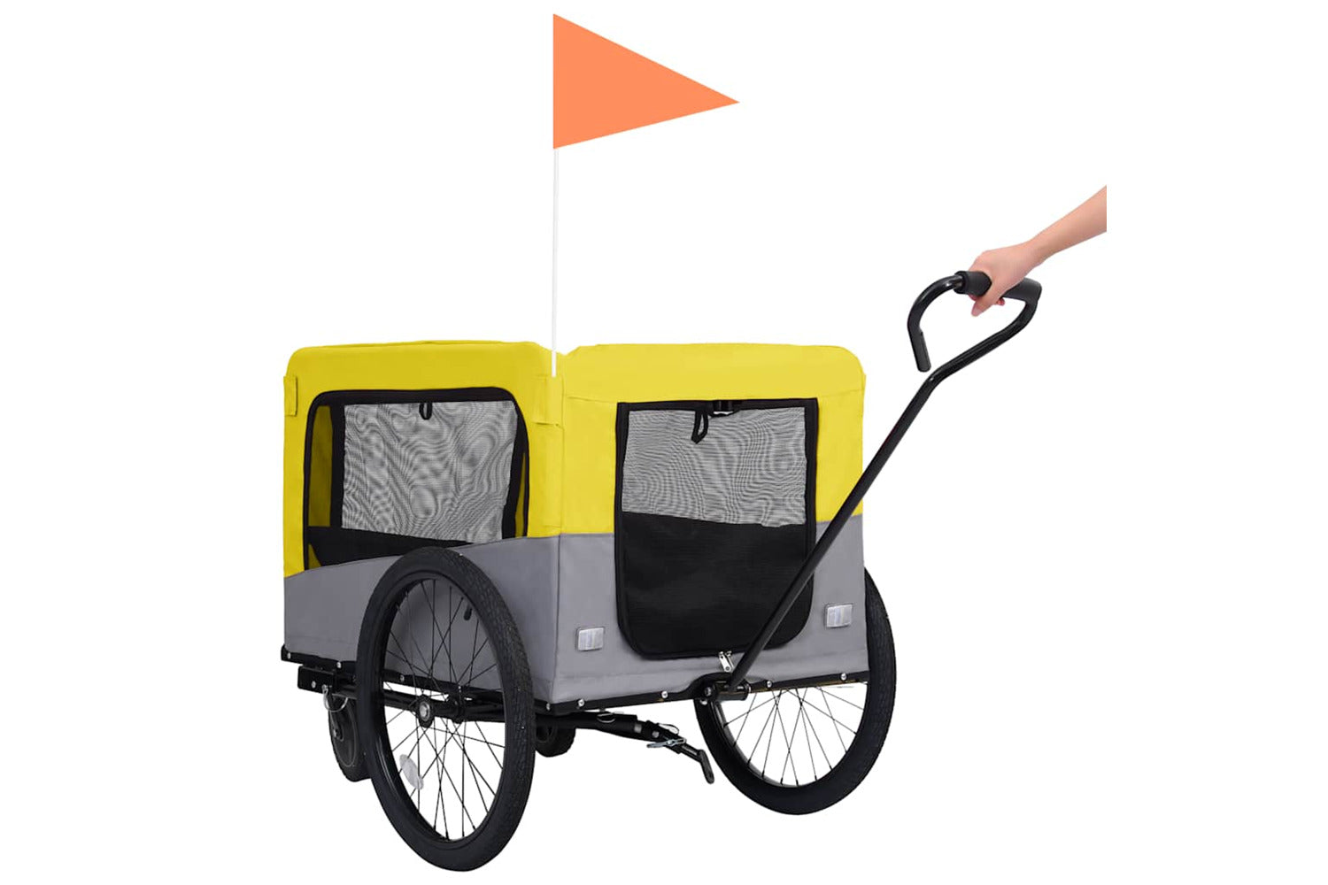 Vidaxl 2-in-1 Pet Bike Trailer & Jogging Stroller Yellow And Grey-6