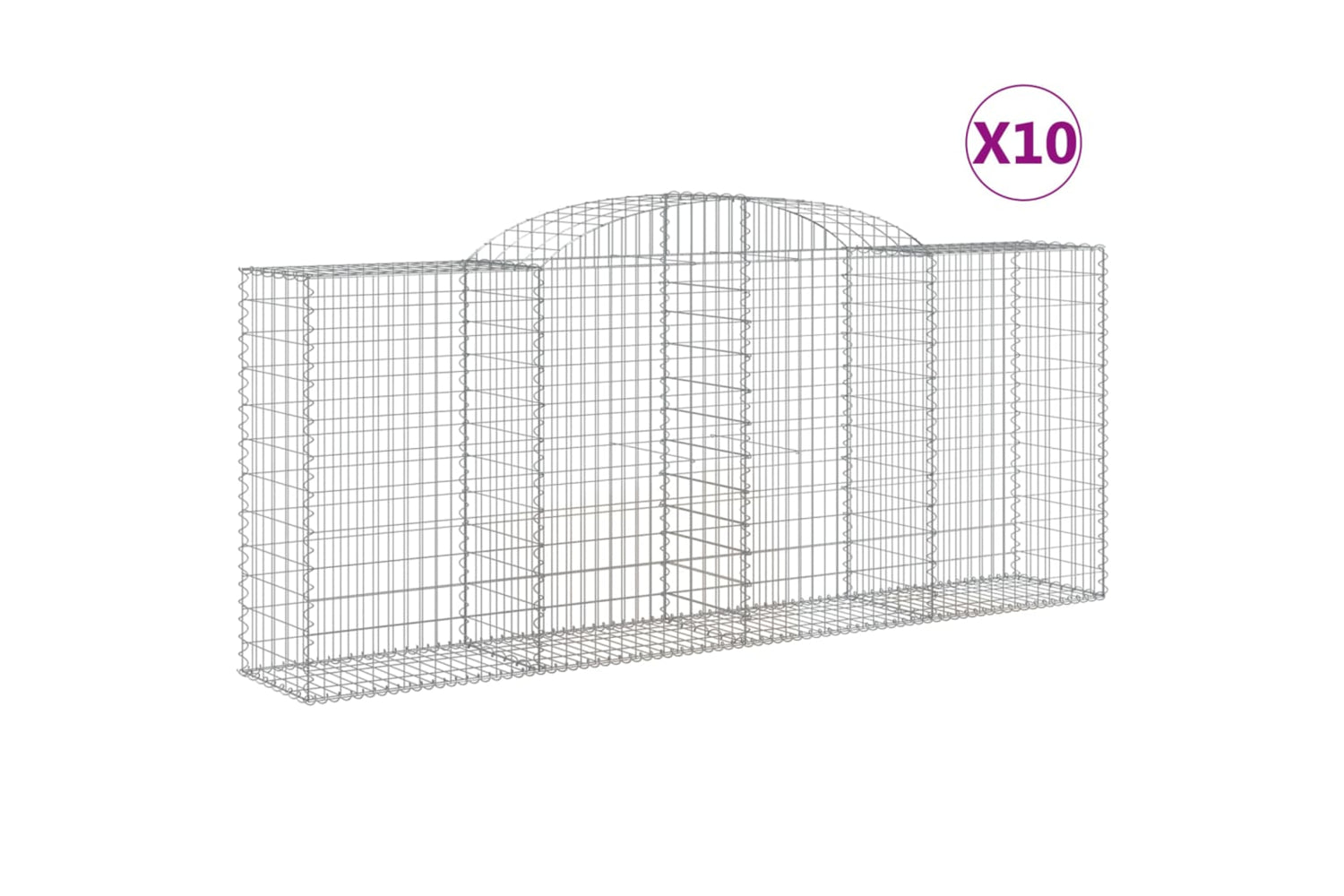 vidaXL 3146727 Arched Gabion Baskets 10 Pcs 300x50x120/140cm Galvanised Iron