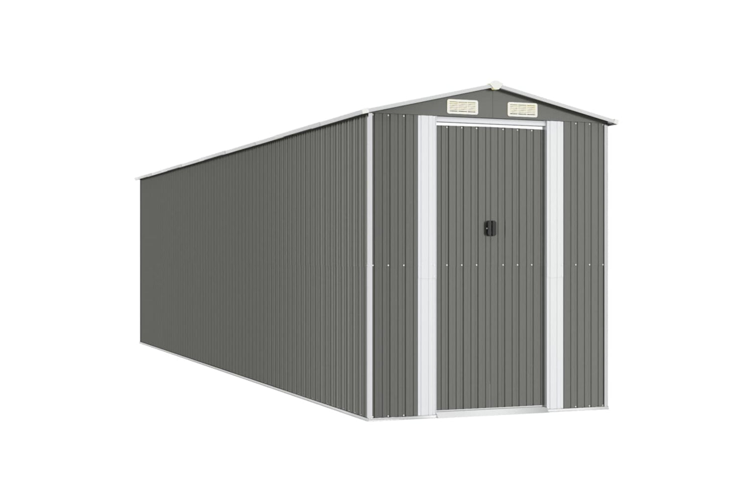 vidaXL 3147445 Garden Shed Light Grey 192x772x223cm Galvanised Steel