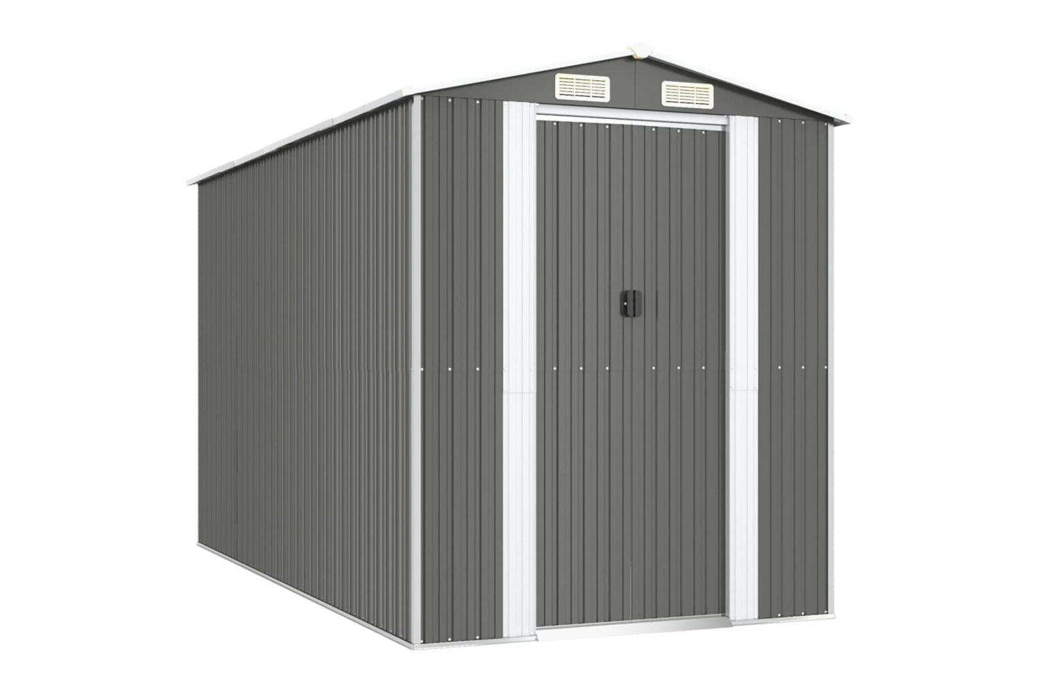 vidaXL 3147440 Garden Shed Light Grey 192x357x223cm Galvanised Steel