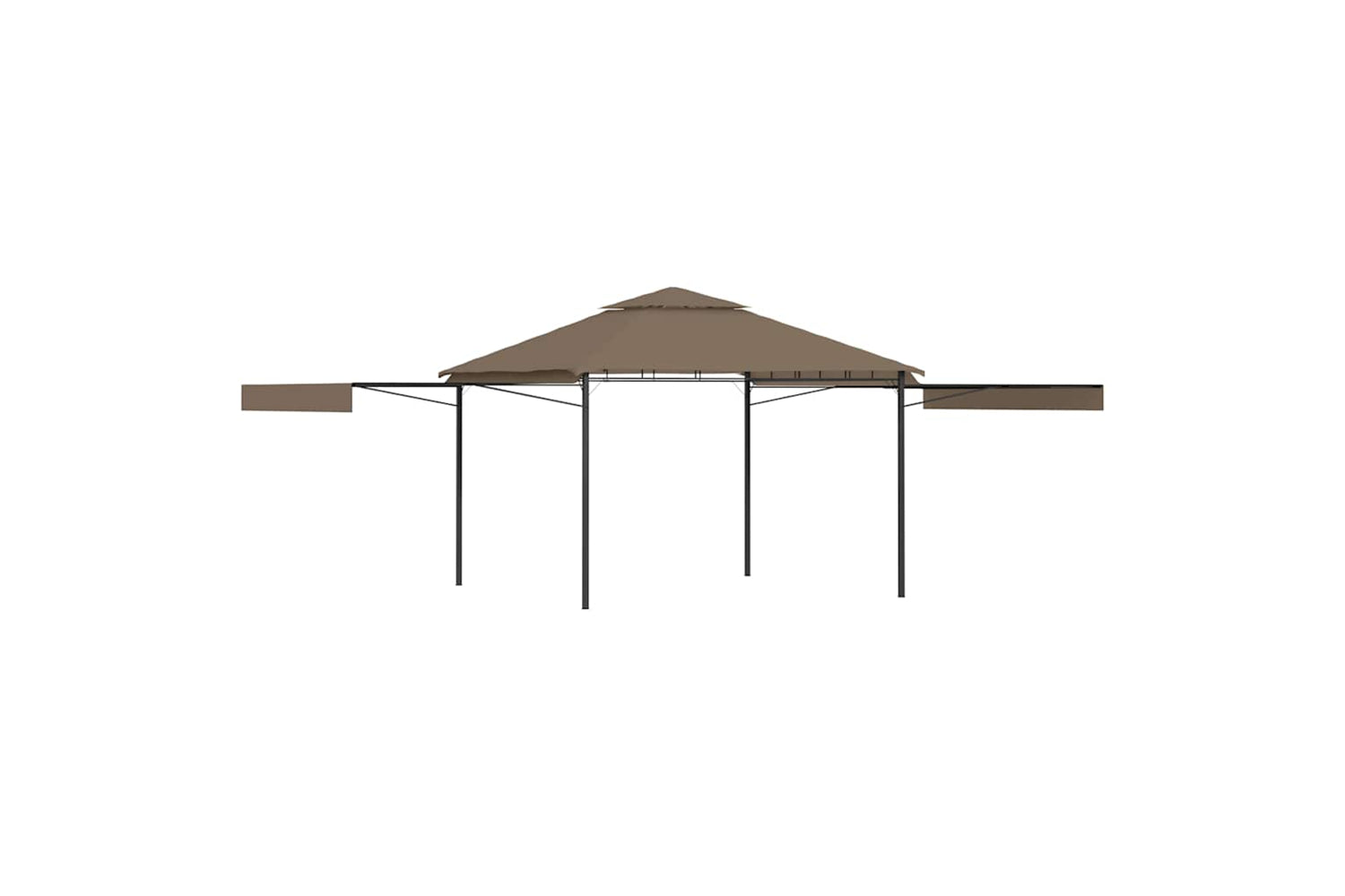 Vidaxl 312268 Gazebo With Double Extending Roofs 3x3x2.75 M Taupe 180g/mâ²