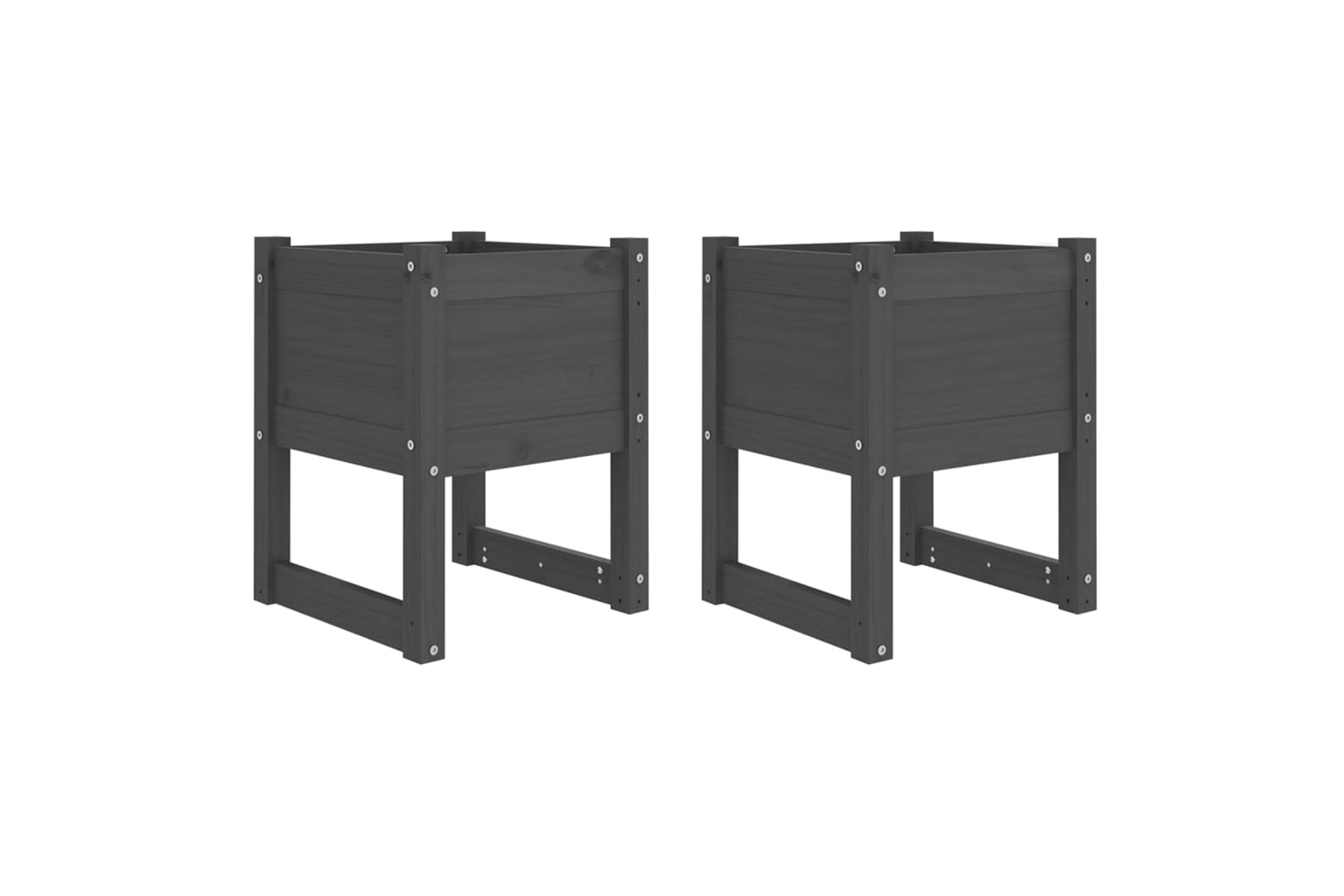 vidaXL 822112 Planters 2 Pcs Grey 40x40x52.5cm Solid Wood Pine