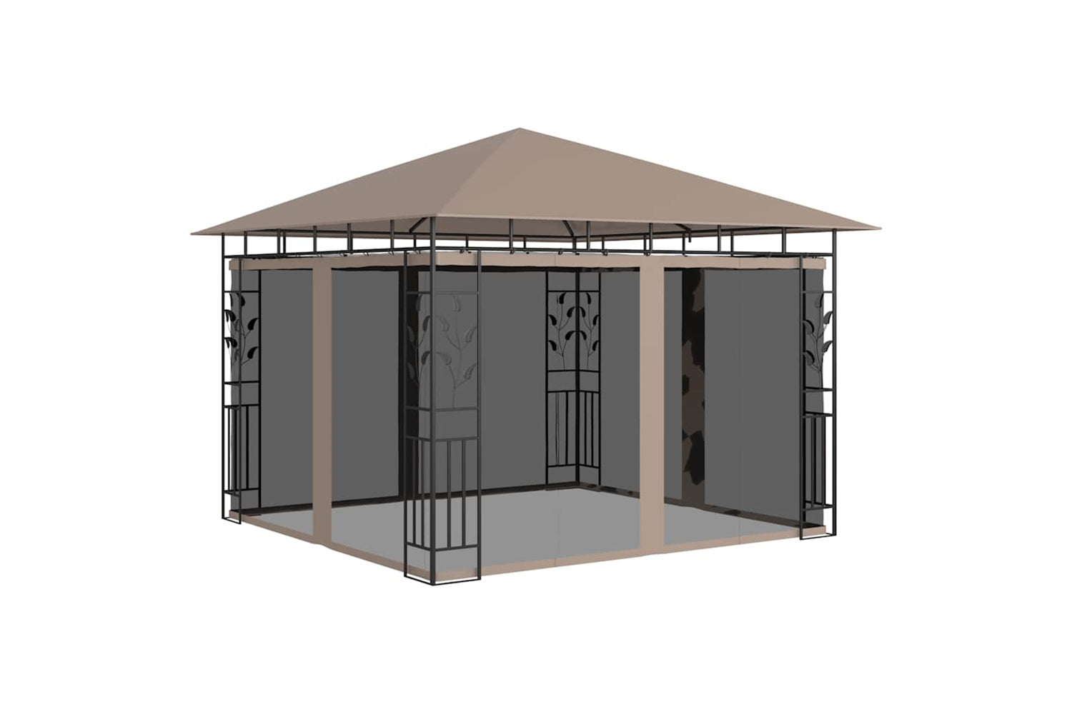 Vidaxl 312251 Gazebo With Mosquito Net 3x3x2.73 M Taupe 180 G/mâ²