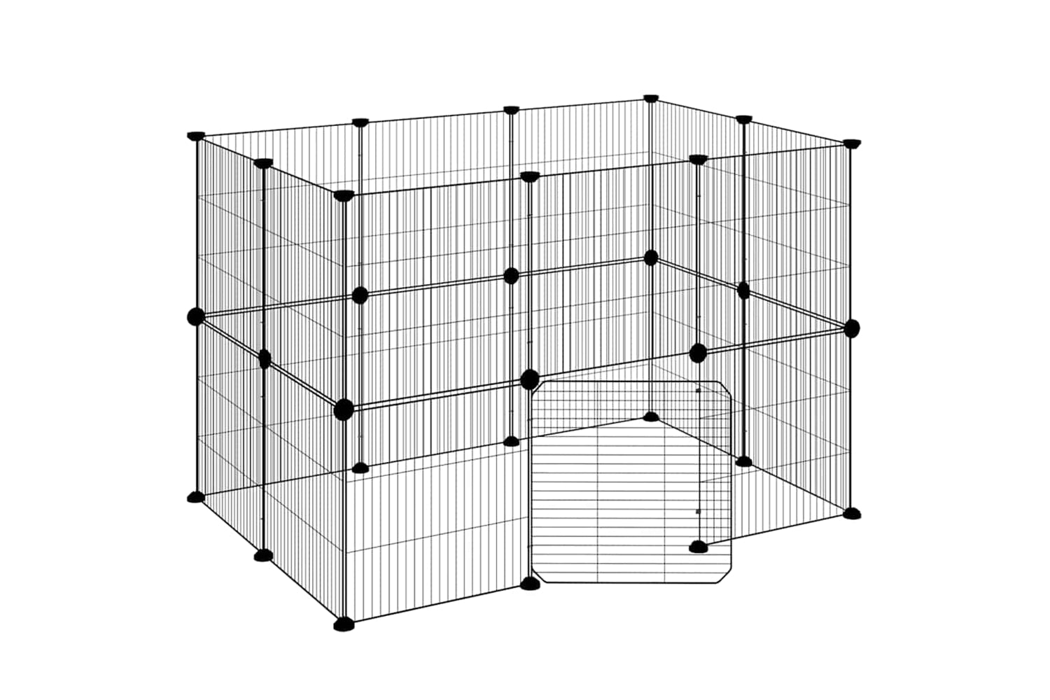 vidaXL 3114043 20-panel Pet Cage With Door Black 35x35cm Steel