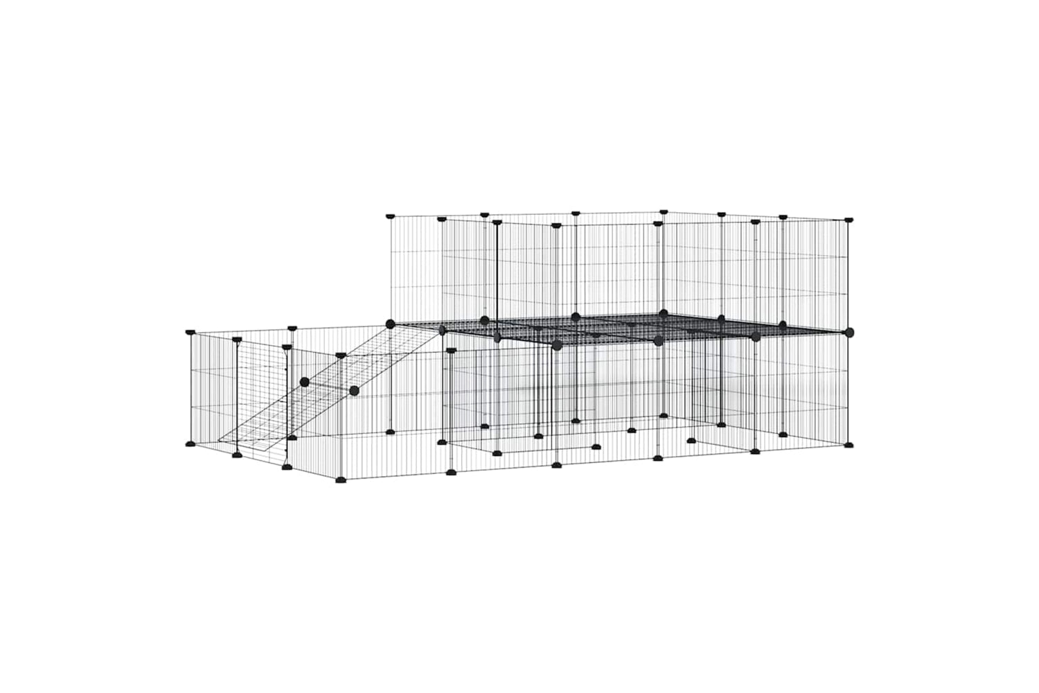 vidaXL 3114063 44-panel Pet Cage With Door Black 35x35cm Steel