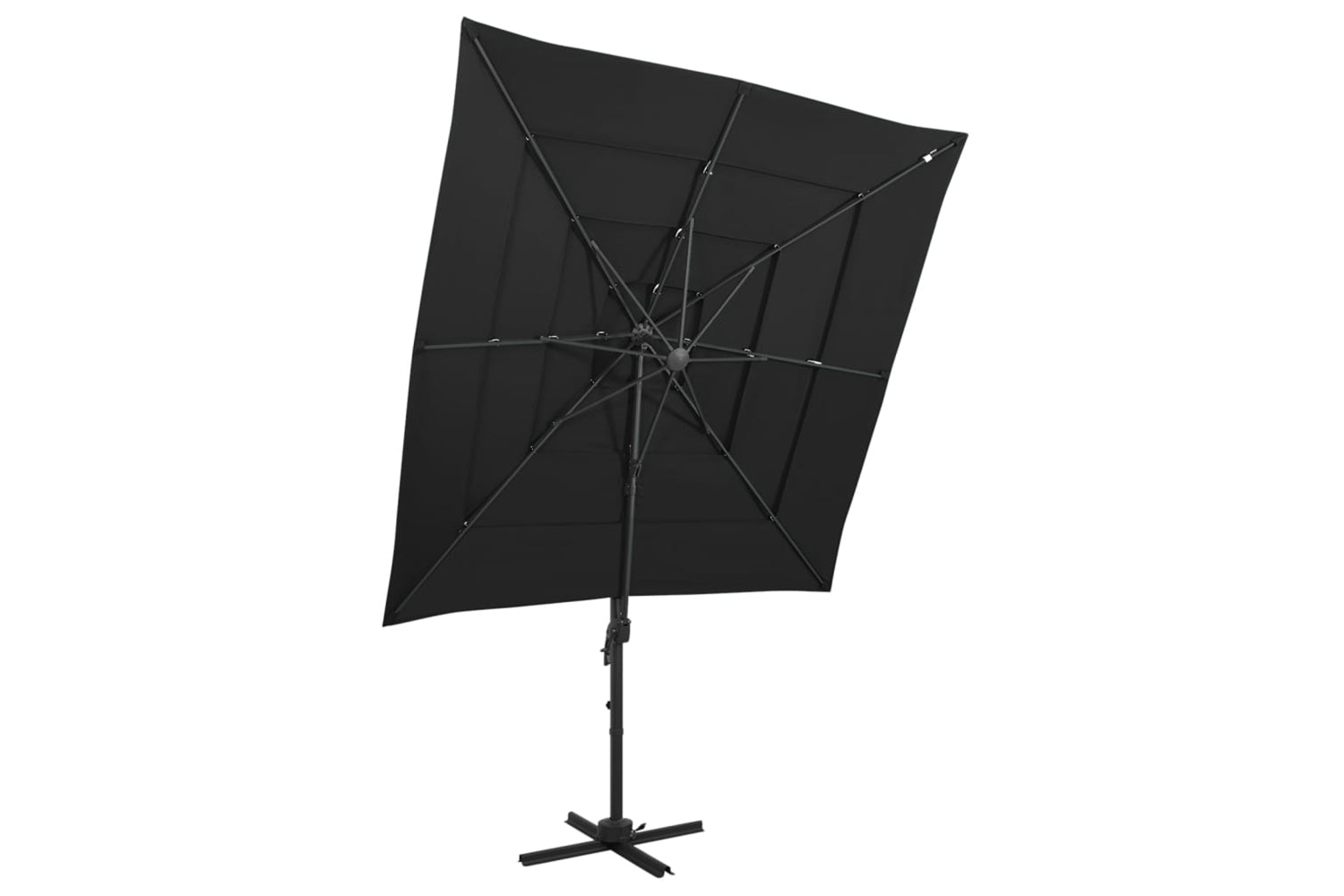 vidaXL 313826 4-tier Parasol With Aluminium Pole Black 250x250cm
