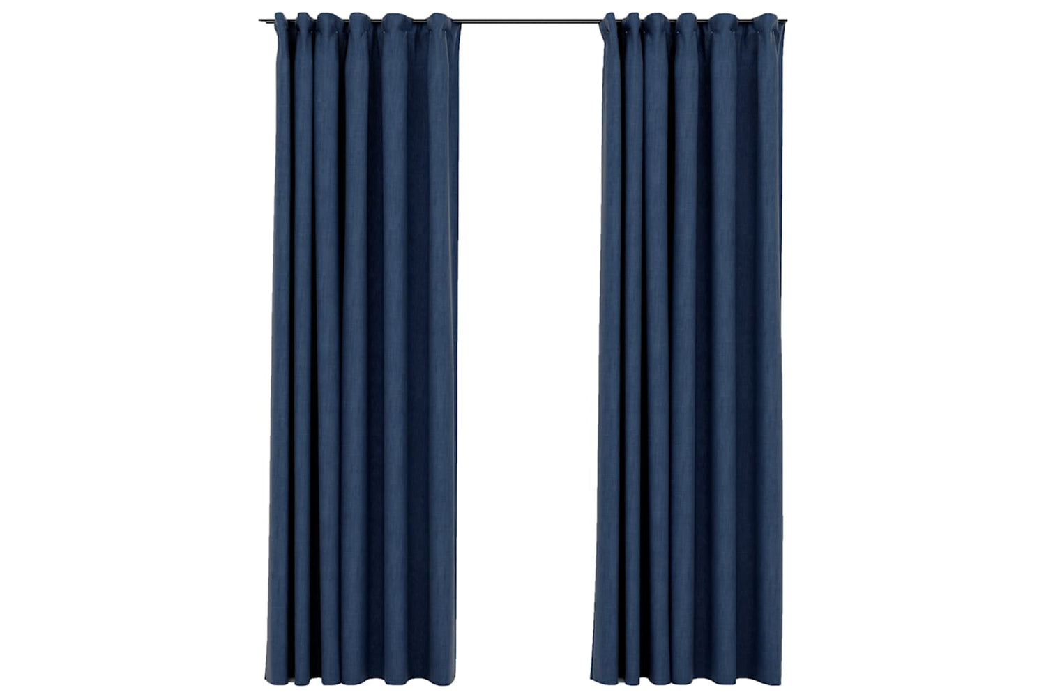 Vidaxl Linen-look Blackout Curtains With Hooks 2 Pcs Blue 140x245 Cm