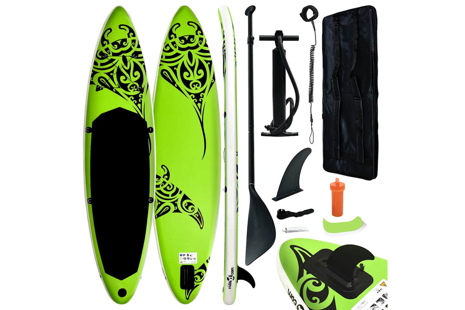 Vidaxl Inflatable Stand Up Paddleboard Set 305x76x15 Cm Green-2