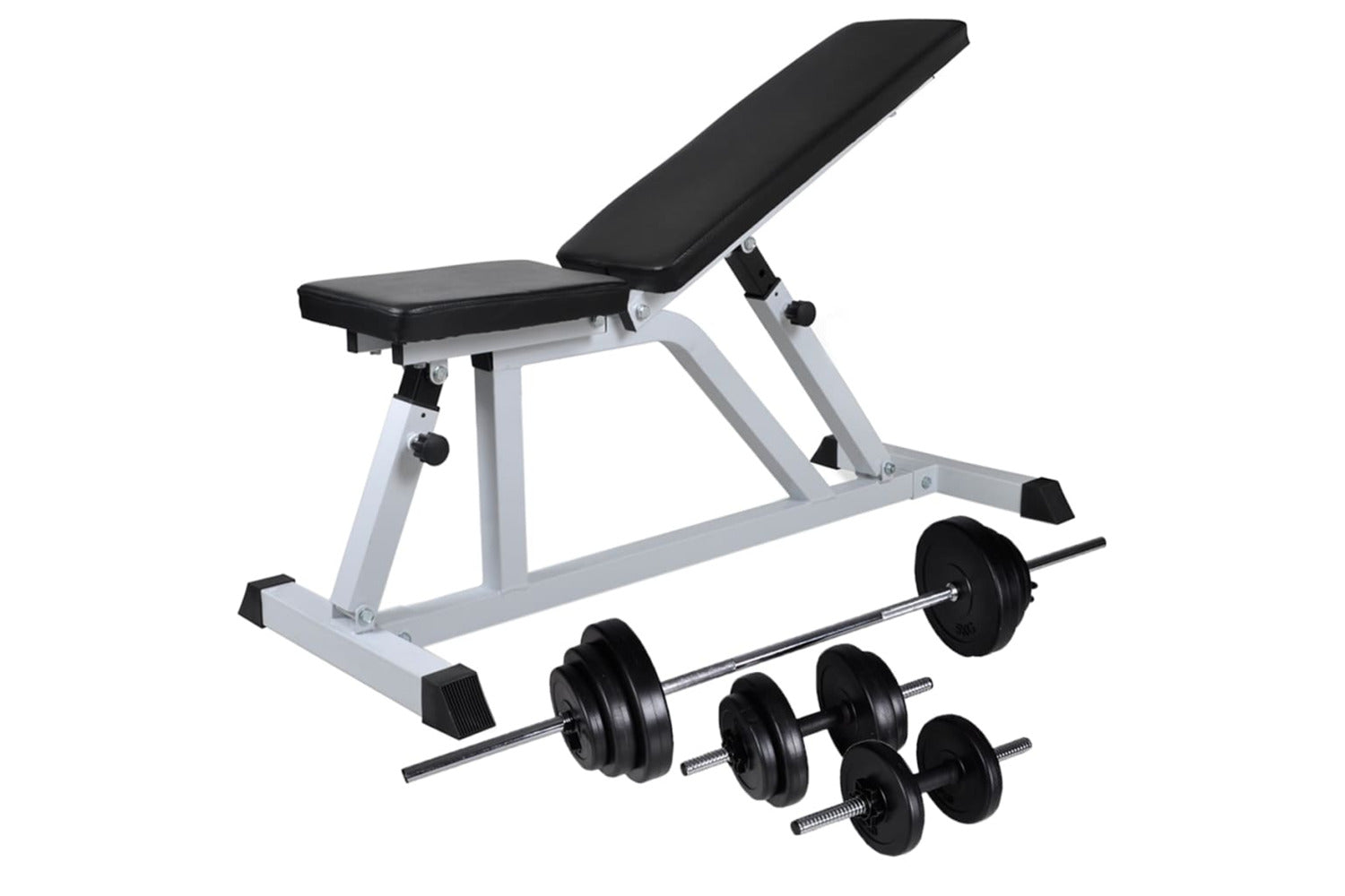 Vidaxl 275350 Workout Bench With Barbell And Dumbbell Set 30.5 Kg-2