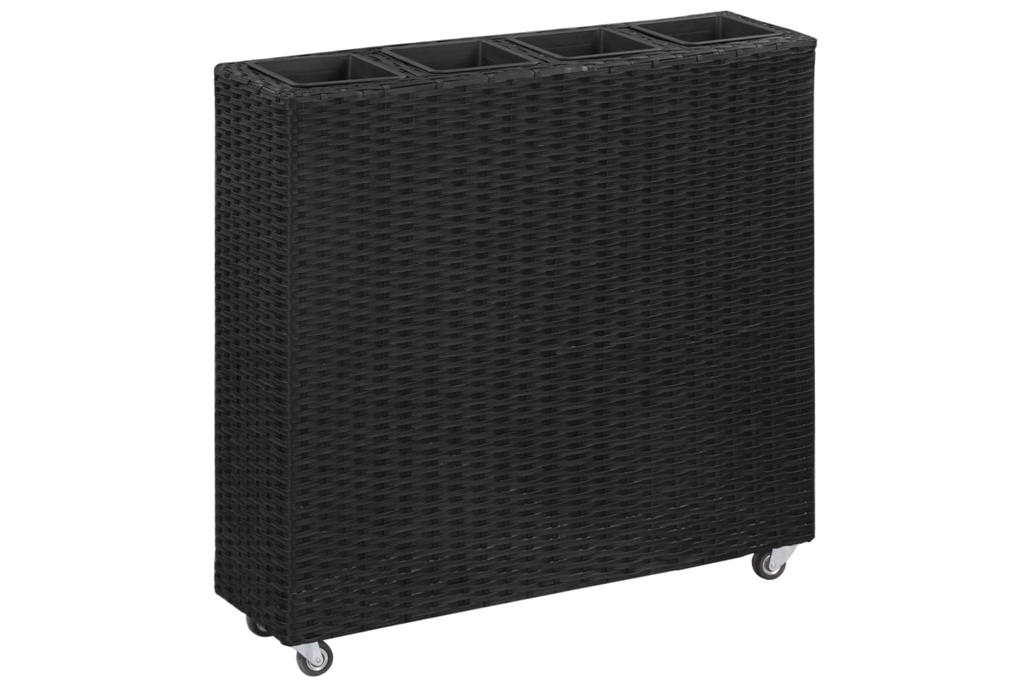 vidaXL 46948 Garden Raised Bed With 4 Pots 80x22x79cm Poly Rattan Black