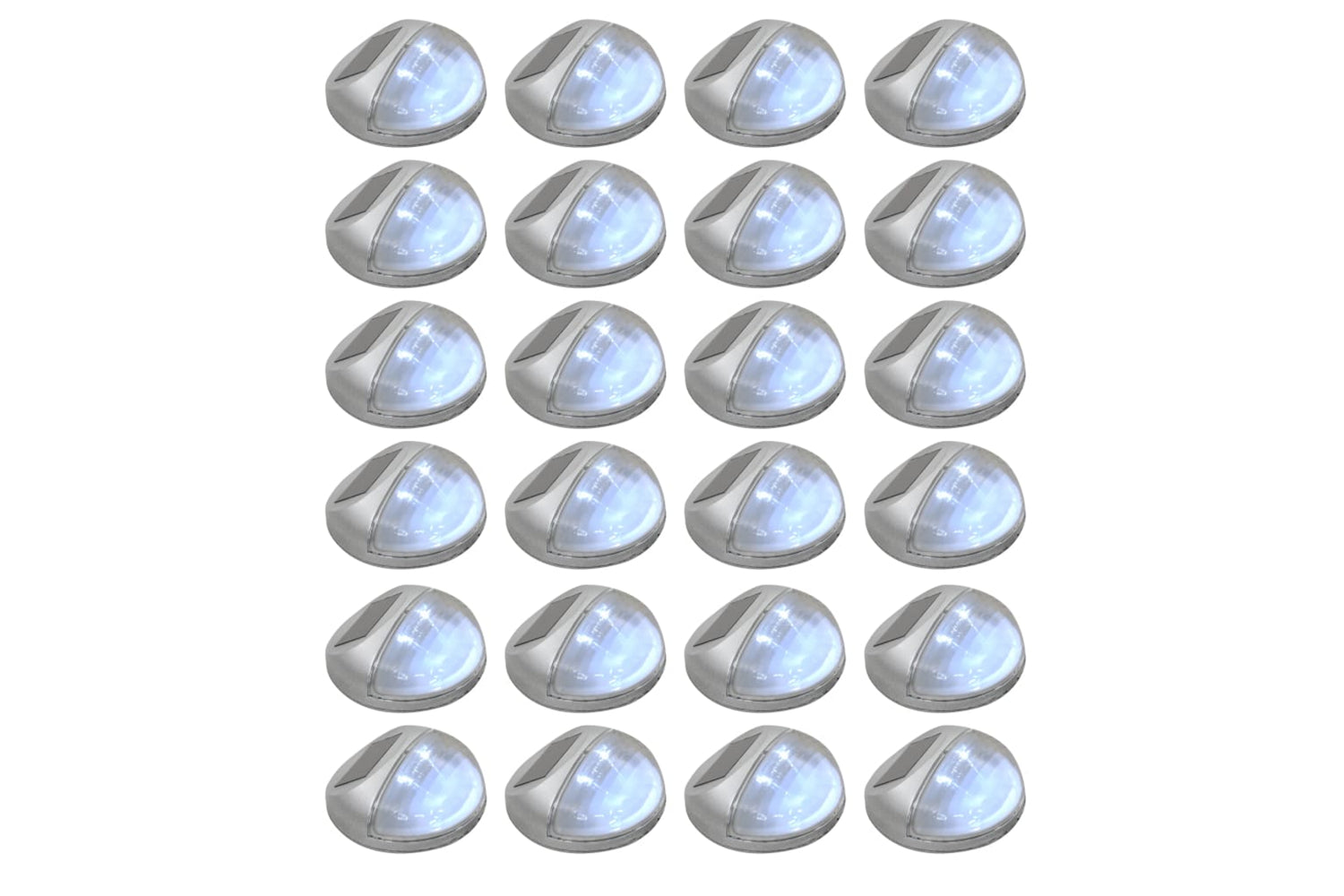 Vidaxl 277140 Outdoor Solar Wall Lamps Led 24 Pcs Round Silver