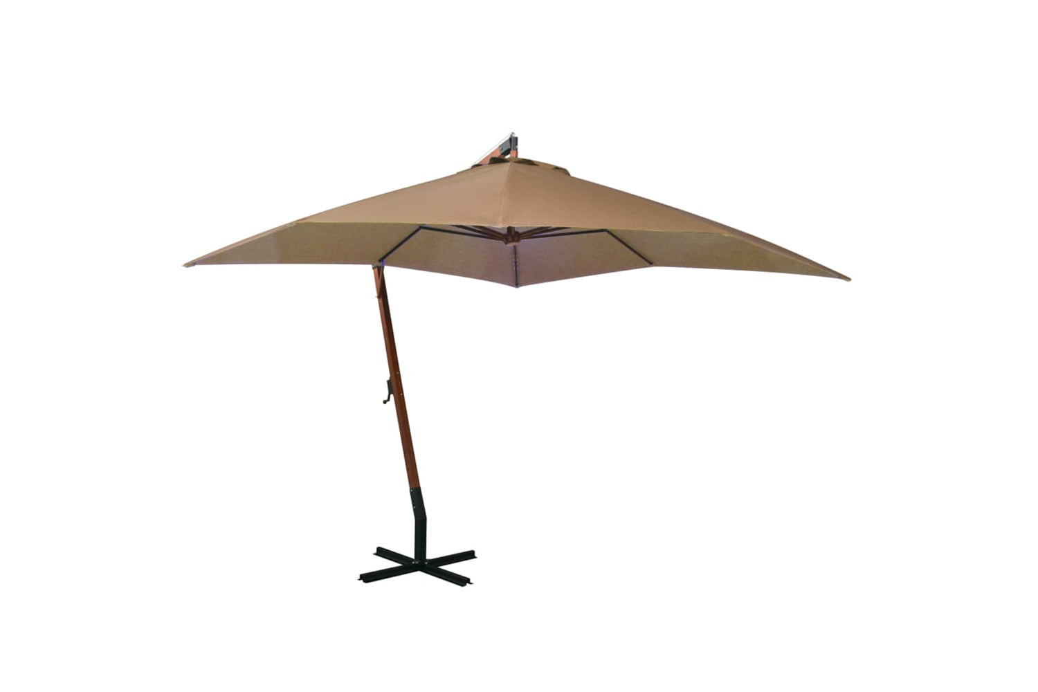 Vidaxl 313775 Hanging Parasol With Pole Taupe 3x3 M Solid Fir Wood