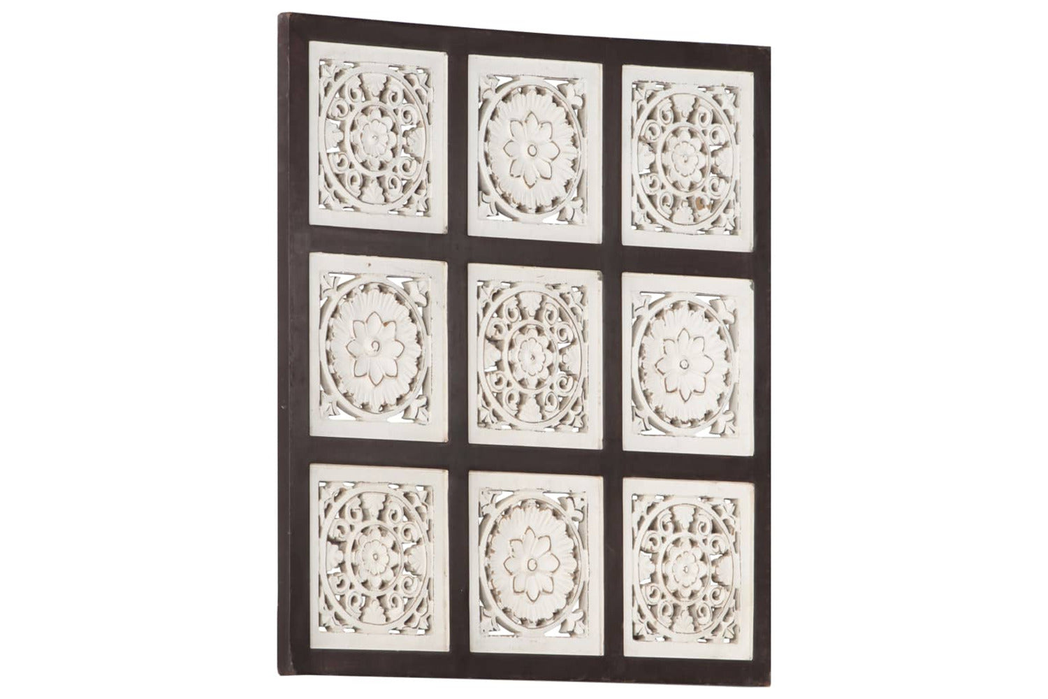 vidaXL 321654 Hand-carved Wall Panel Mdf 60x60x1.5cm Brown And White-2