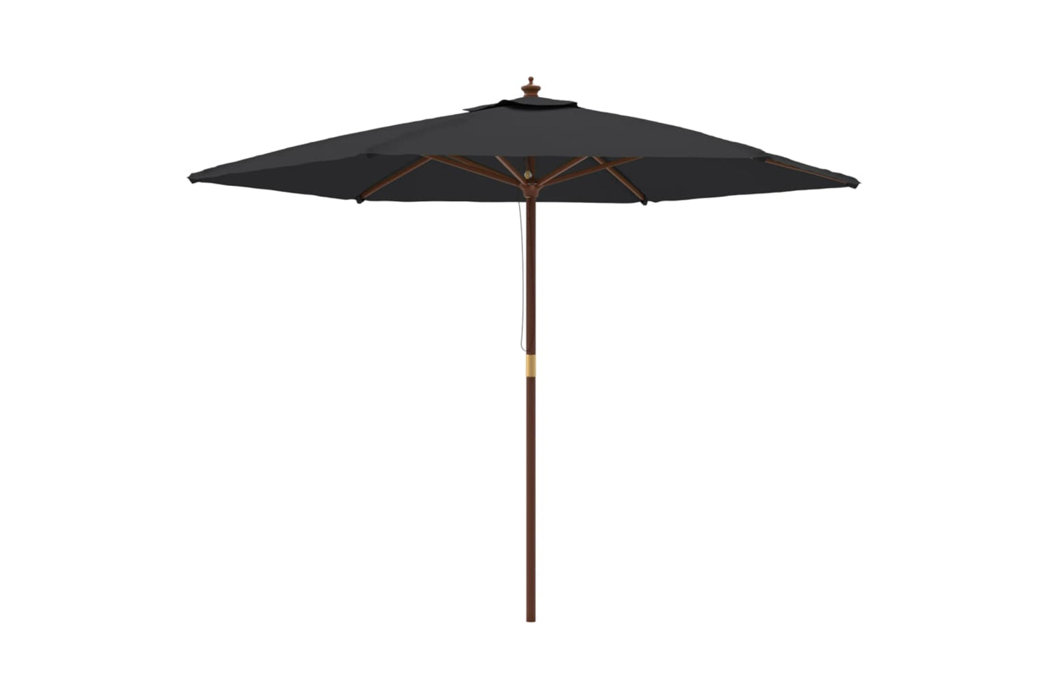 vidaXL 363173 Garden Parasol With Wooden Pole Black 299x240cm