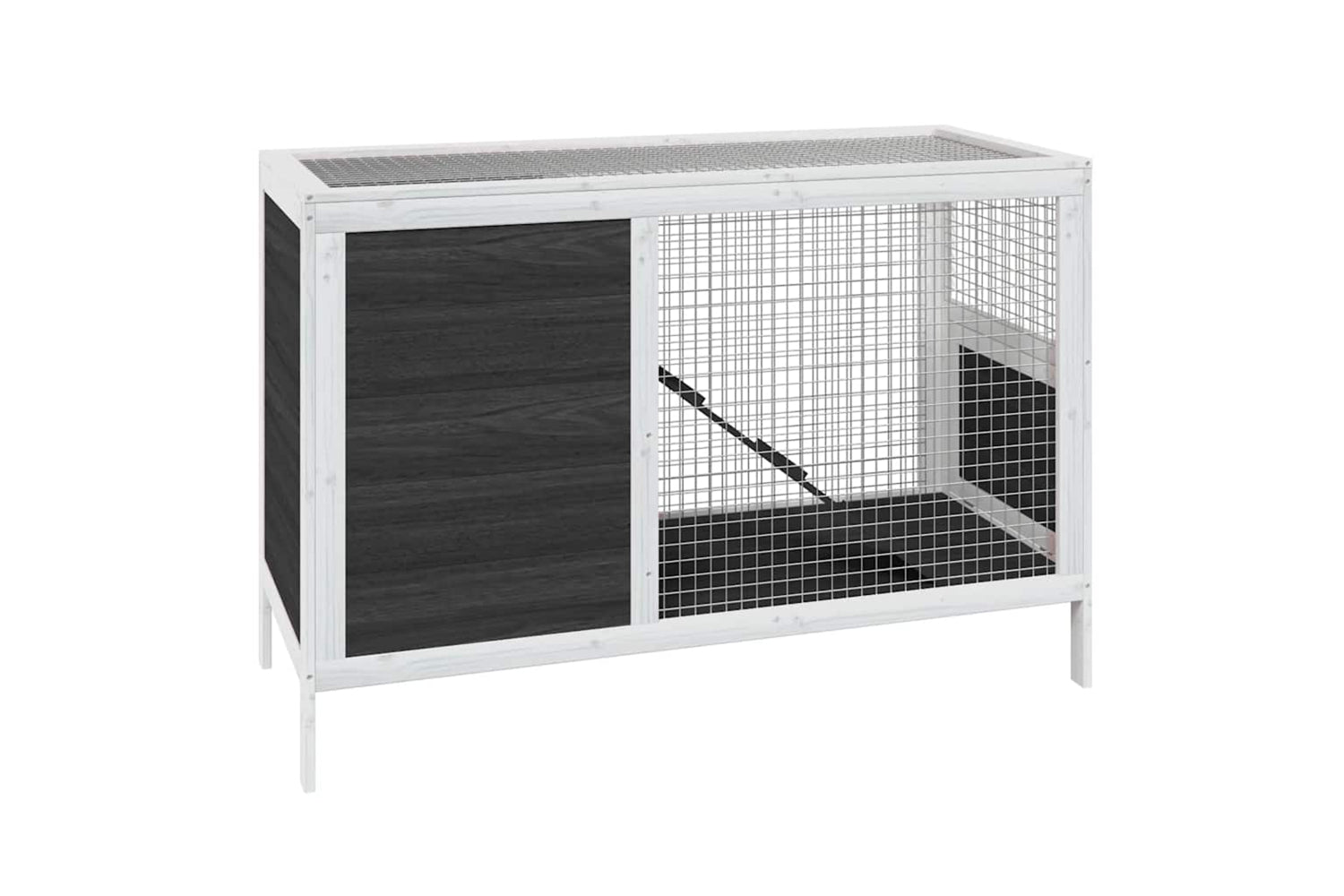 Vidaxl Rabbit Hutch Grey 103x44x69.5 Cm Solid Wood Pine