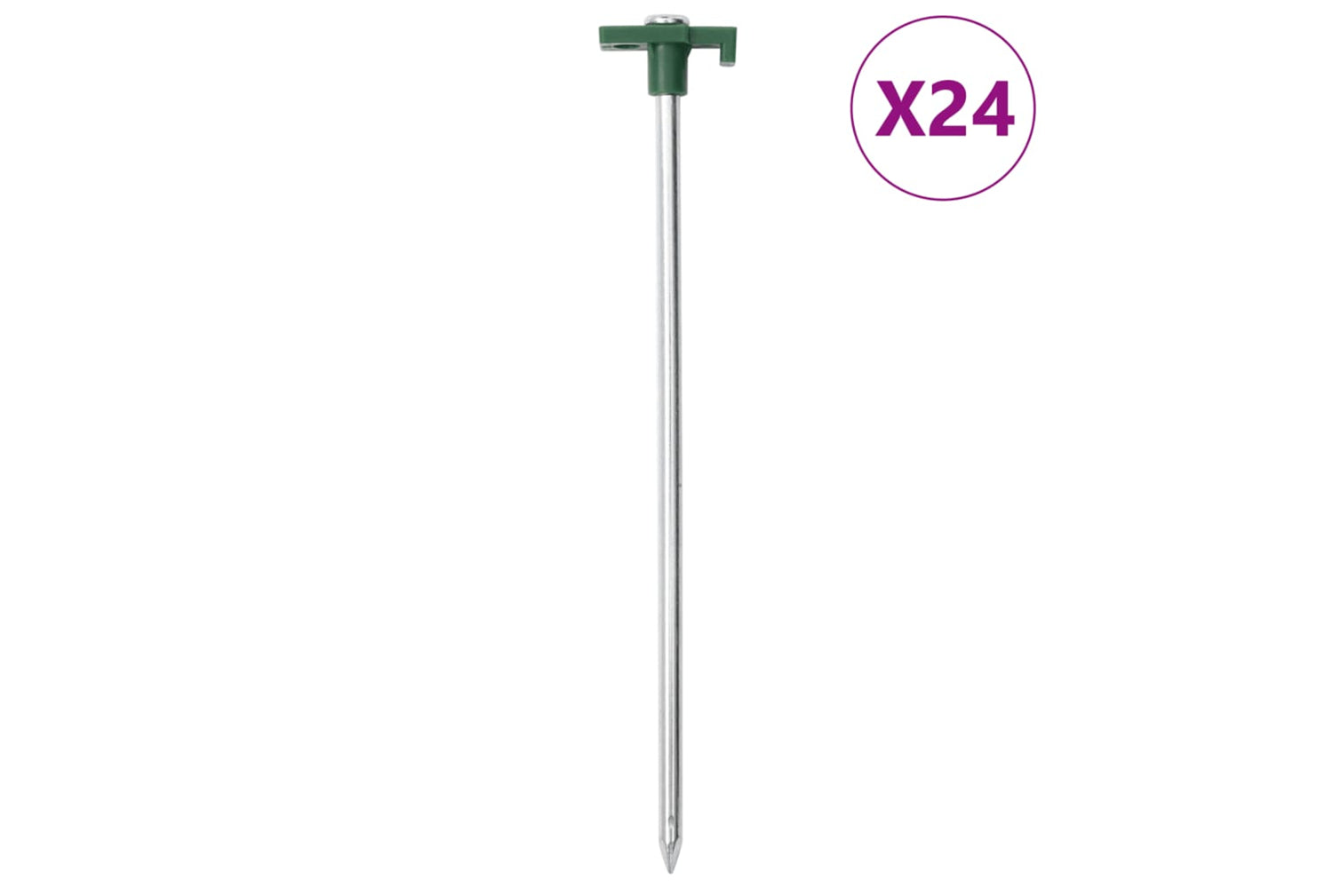 vidaXL 4009355 Tent Pegs 24 Pcs 25cm 7mm Galvanised Steel And Pp