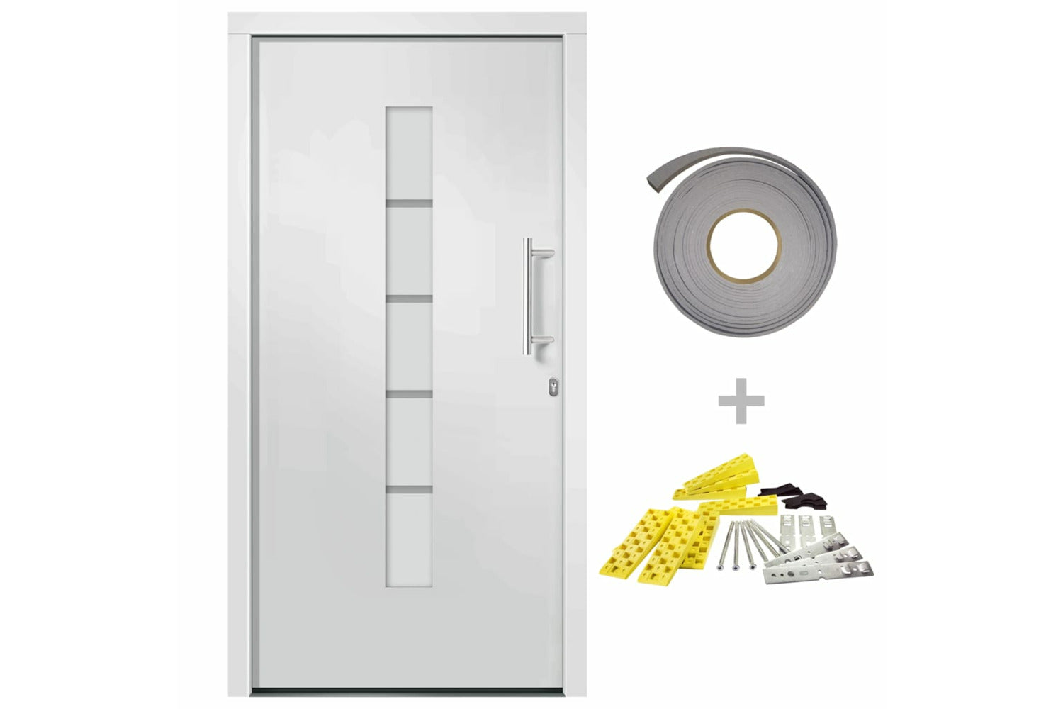 vidaXL 3056807 Front Door Aluminium And Pvc White 100x210cm-2