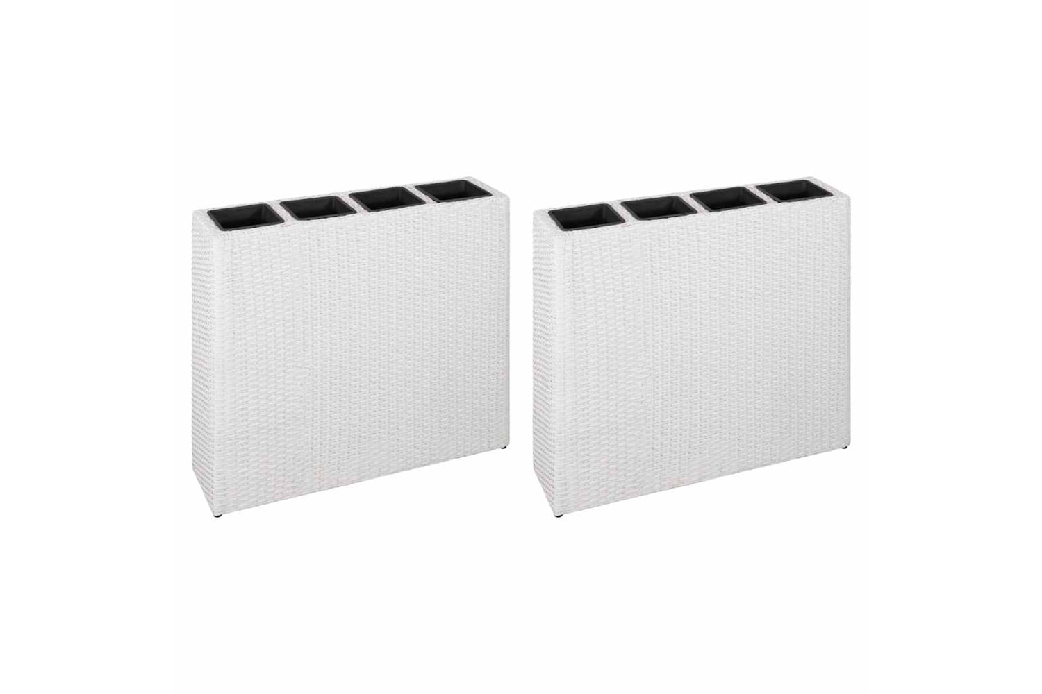 Vidaxl 279081 Garden Raised Bed With 4 Pots 2 Pcs Poly Rattan White(2x45427)