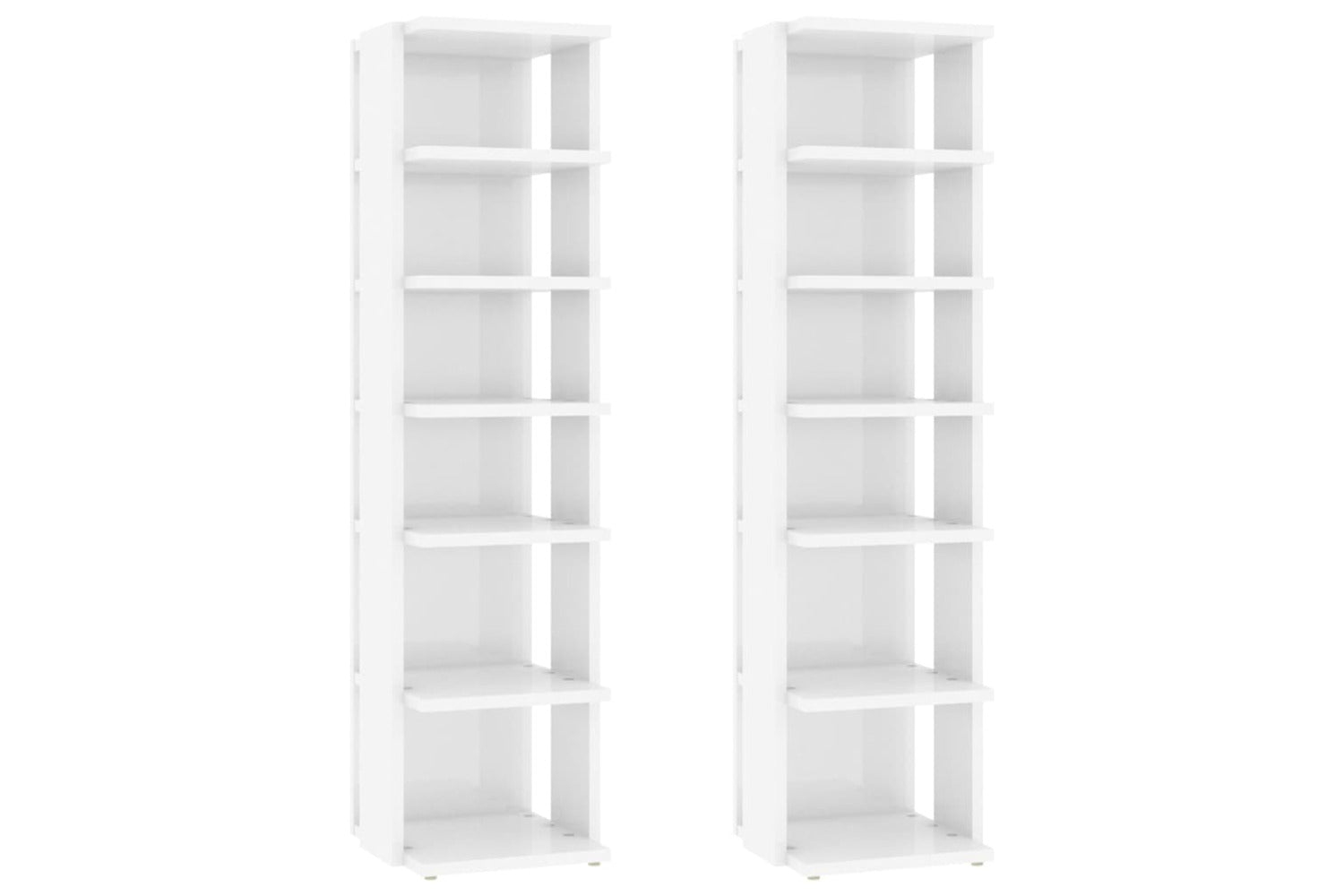 vidaXL 808498 Shoe Cabinets 2 Pcs High Gloss White 27.5x27x102cm