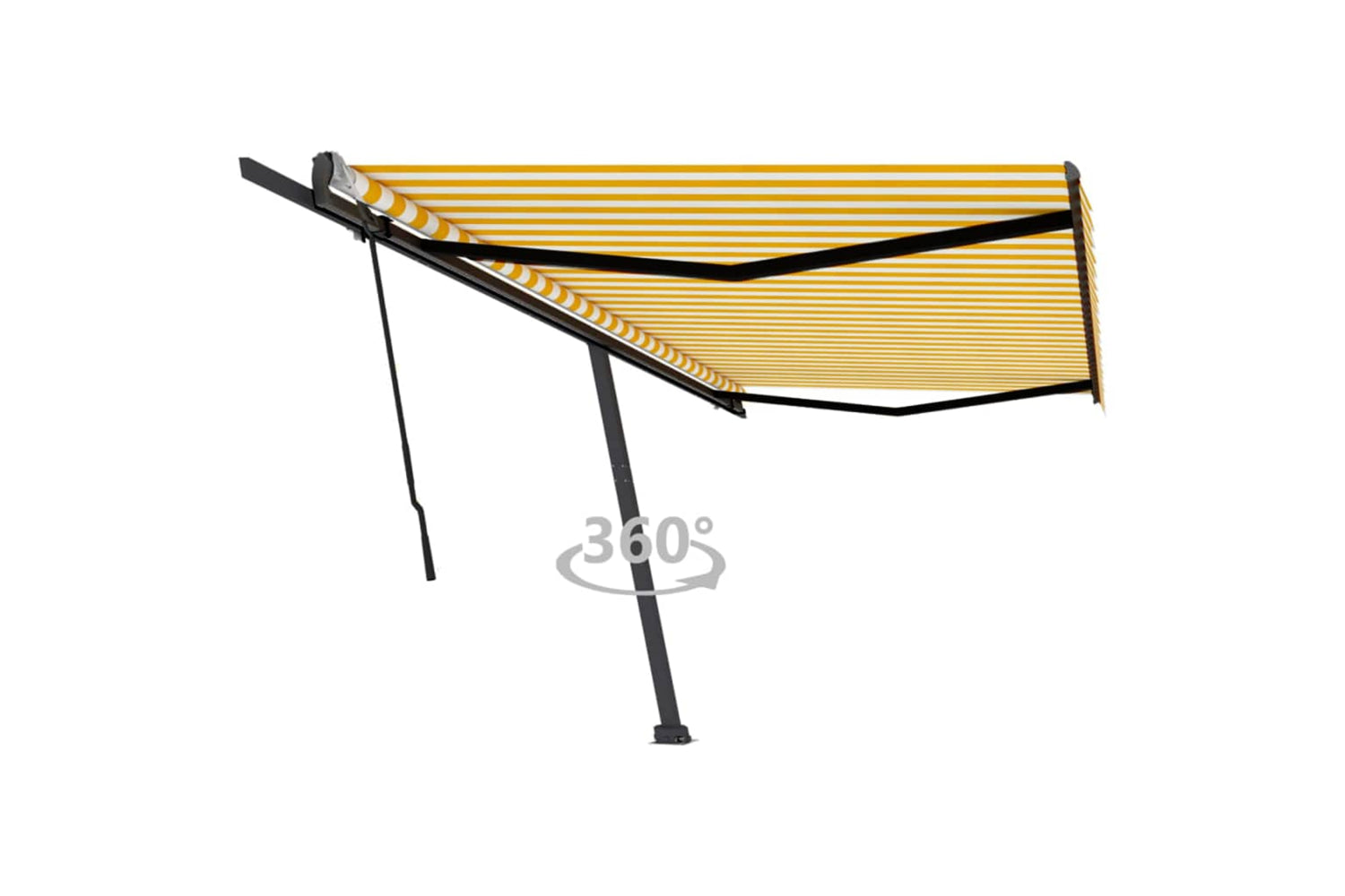 vidaXL 3069858 Freestanding Manual Retractable Awning 500x350cm Yellow/white