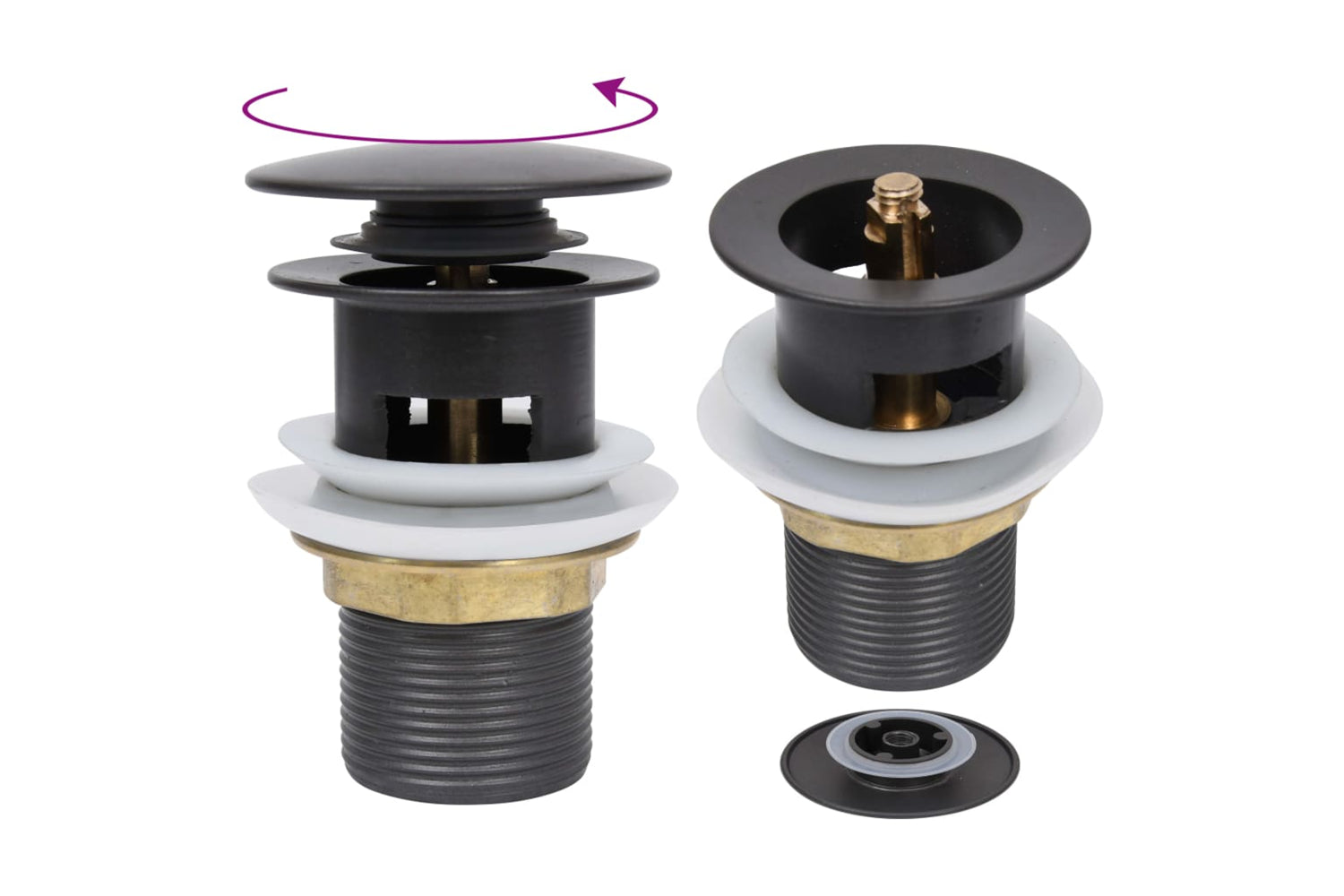 vidaXL 149058 Push Drain With Overflow Function Grey 6.4x6.4x9.1cm