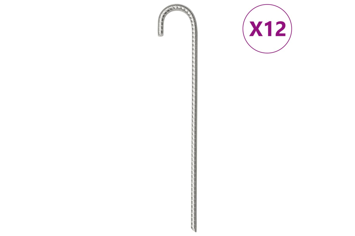 vidaXL 4009342 Tent Pegs 12 Pcs 37cm x 10mm Galvanised Steel