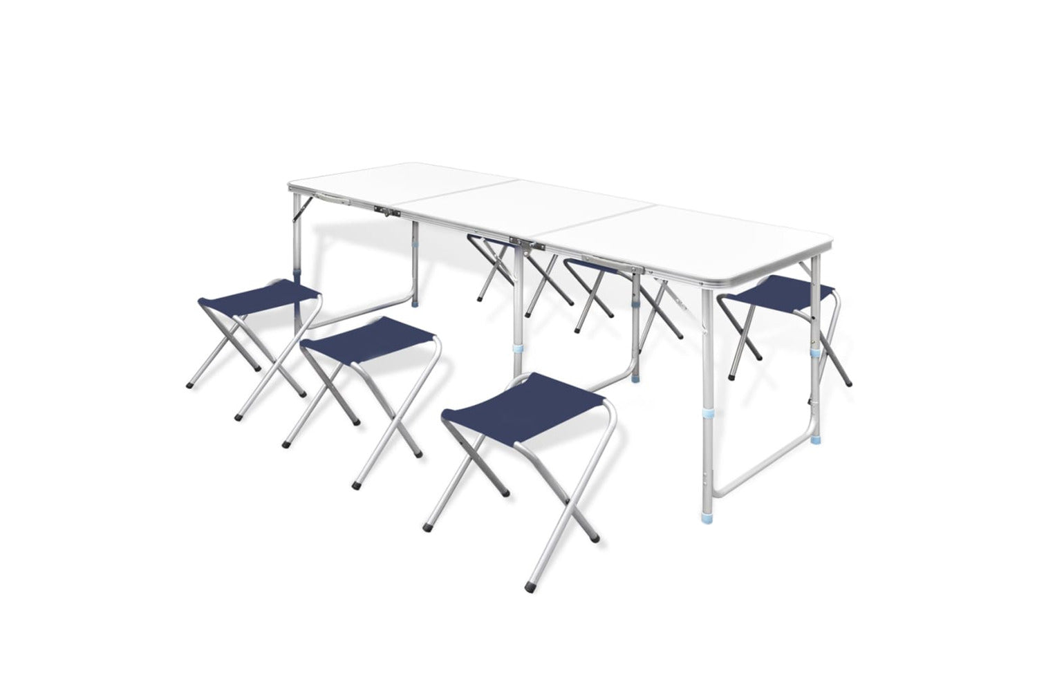 Vidaxl 41329 Foldable Camping Table Set With 6 Stools Height Adjustable 180x60cm-2