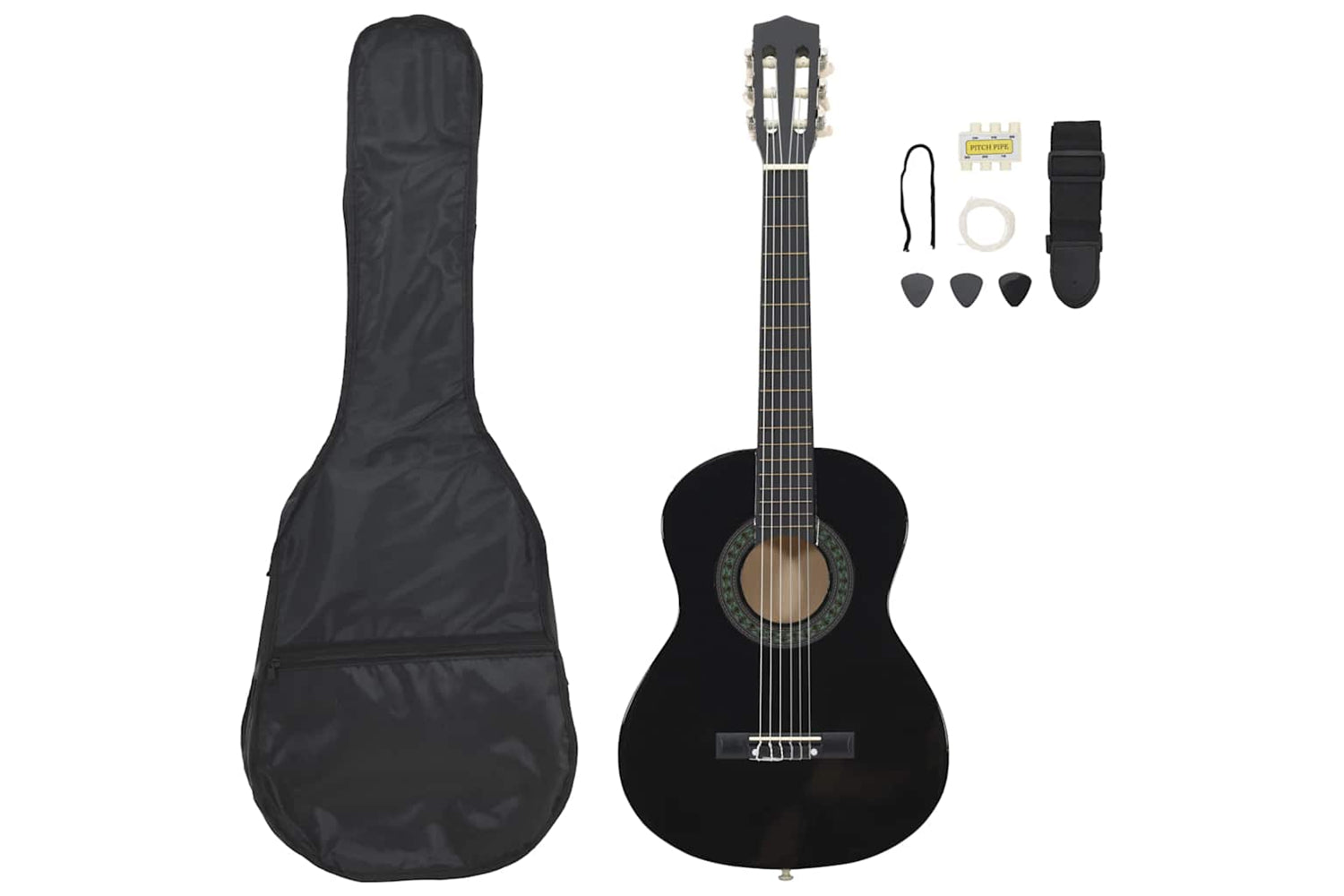 vidaXL 70127 8 Piece Classical Guitar Beginner Set Black 1/2 34