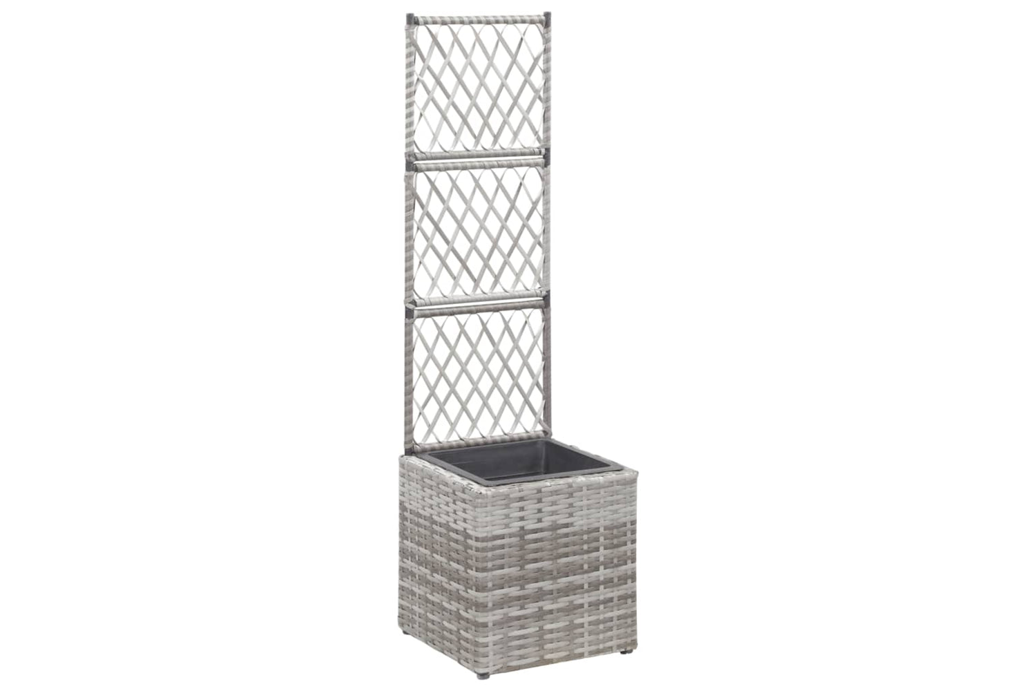 vidaXL 46933 Trellis Raised Bed With 1 Pot 30x30x107cm Poly Rattan Grey