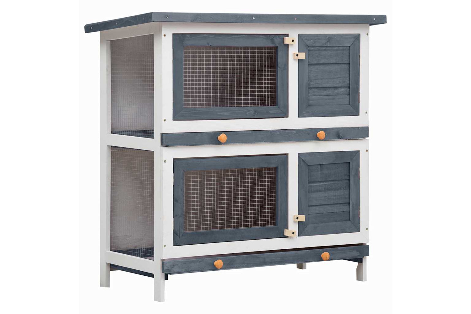 Vidaxl 170834 Outdoor Rabbit Hutch 4 Doors Grey Wood