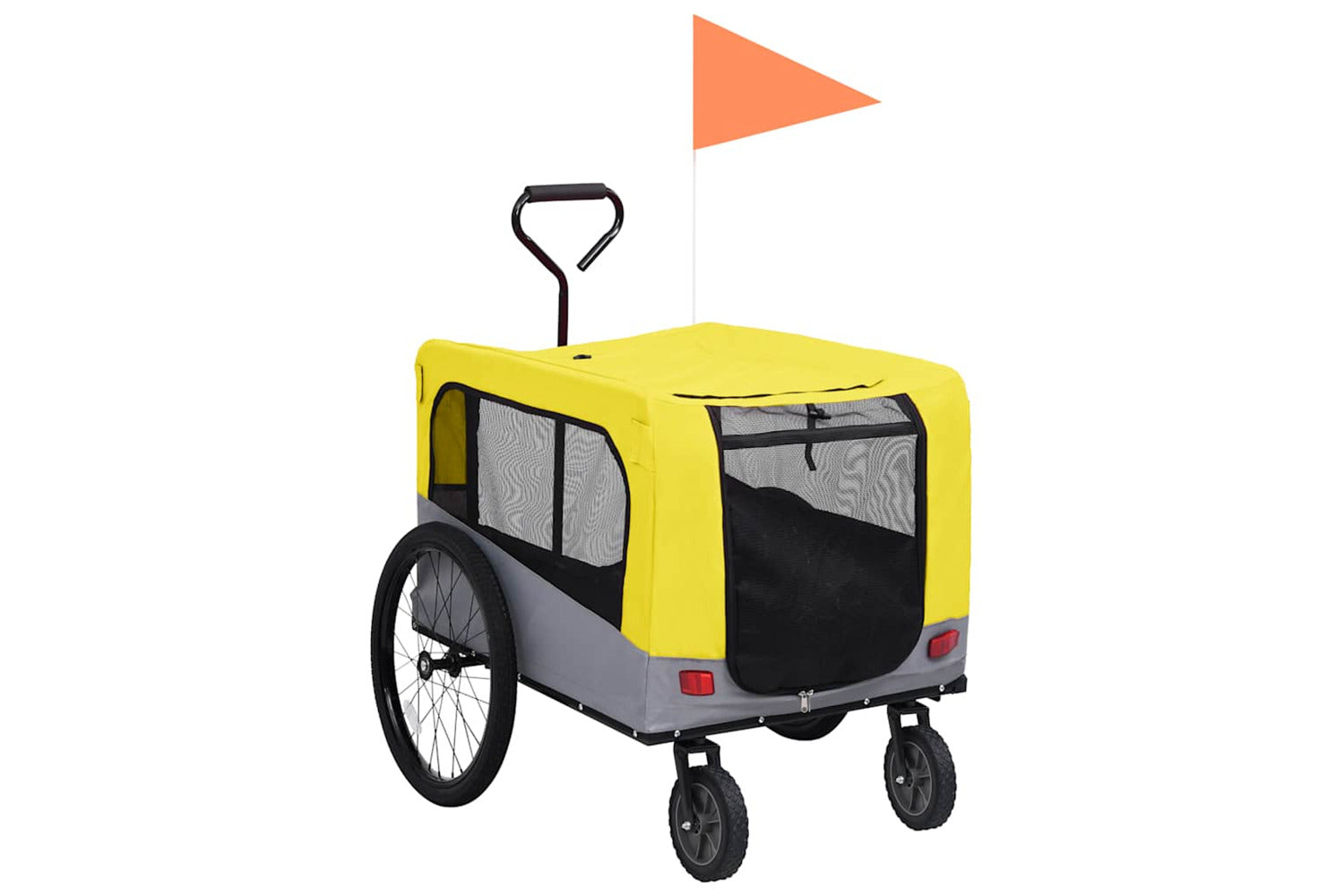 Vidaxl 2-in-1 Pet Bike Trailer & Jogging Stroller Yellow And Grey-2