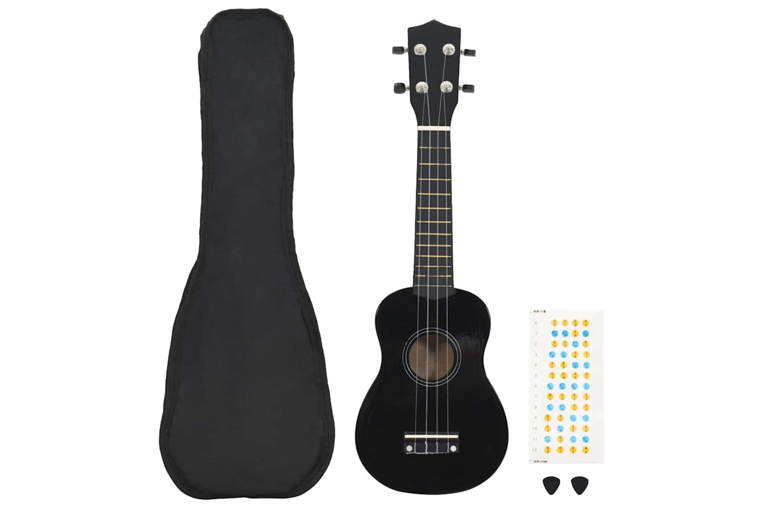 vidaXL 70147 Soprano Ukulele Set With Bag For Kids Black 21