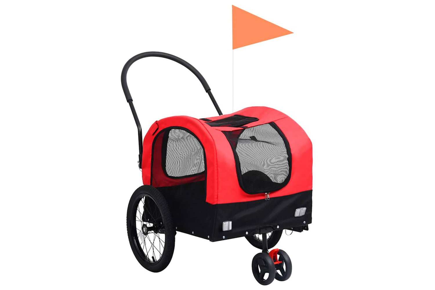 Vidaxl 2-in-1 Pet Bike Trailer & Jogging Stroller Red And Black-2
