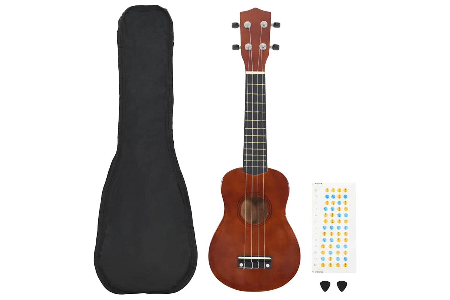 vidaXL 70145 Soprano Ukulele Set With Bag For Kids Dark Wood 21
