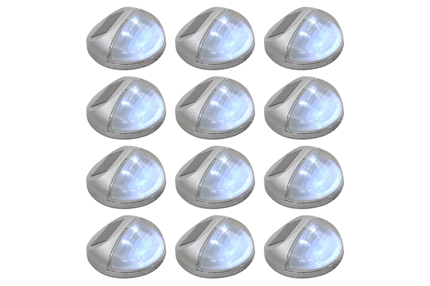 Vidaxl 44473 Outdoor Solar Wall Lamps Led 12 Pcs Round Silver