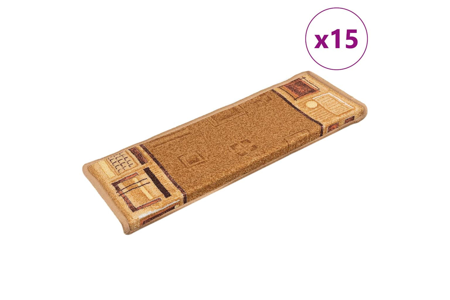 vidaXL 326207 Stair Mats Self-adhesive 15 Pcs 65x21x4cm Beige
