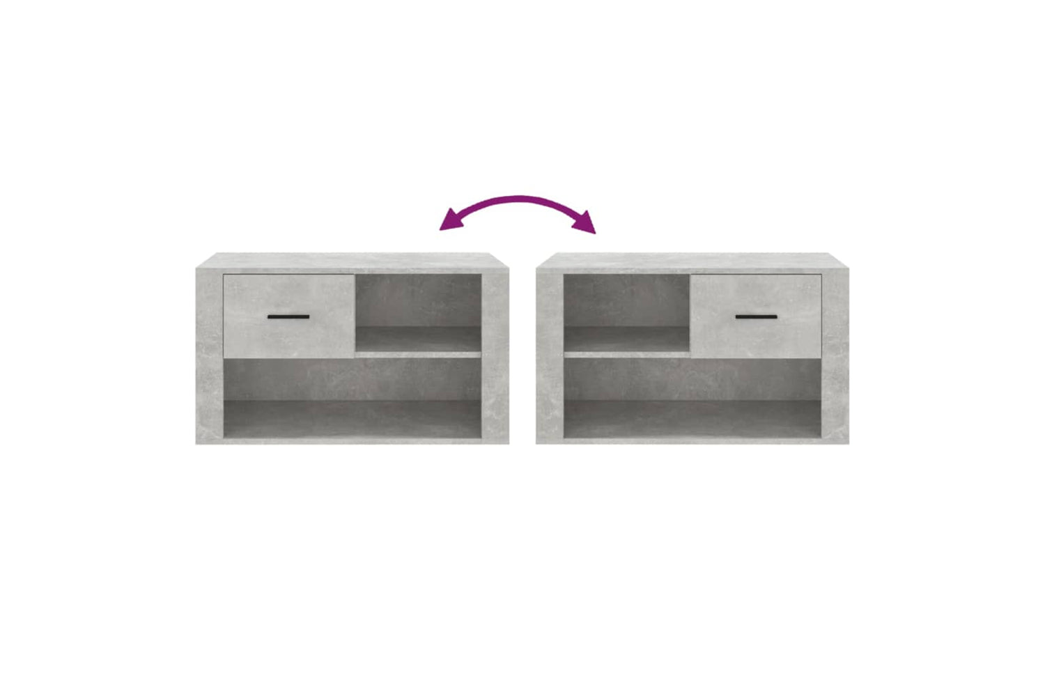 vidaXL 816756 Shoe Cabinet Concrete Grey 80x35x45cm Engineered Wood-6