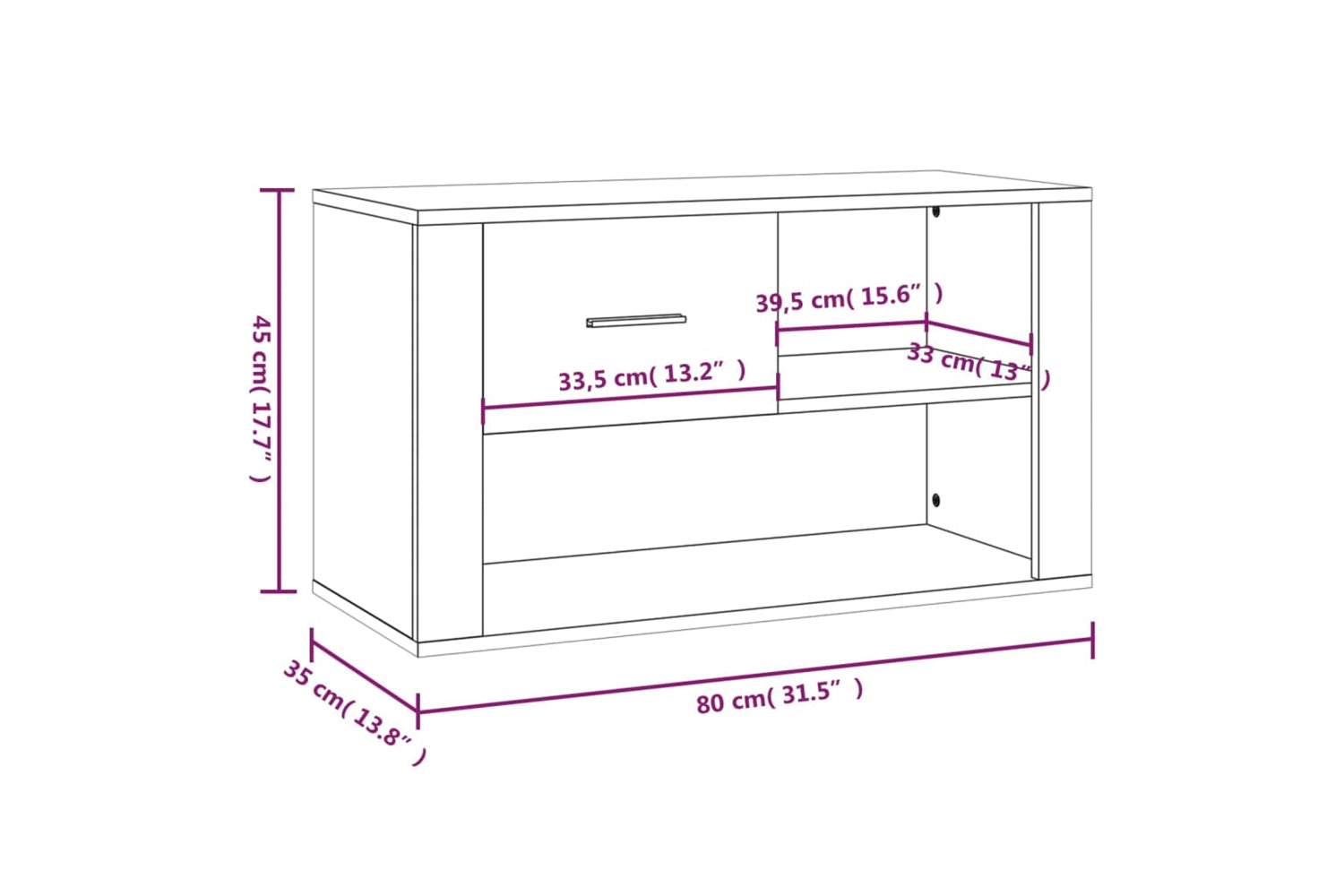vidaXL 816756 Shoe Cabinet Concrete Grey 80x35x45cm Engineered Wood-8