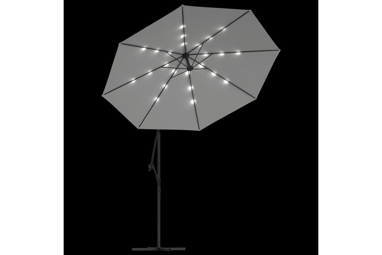 Vidaxl 42970 Hanging Parasol With Led Lighting 300 Cm Sand Metal Pole-5