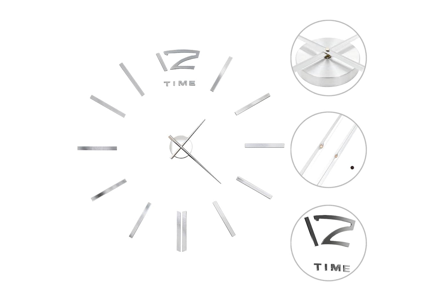 Vidaxl 3D Wall Clock Modern Design 100 cm | Silver