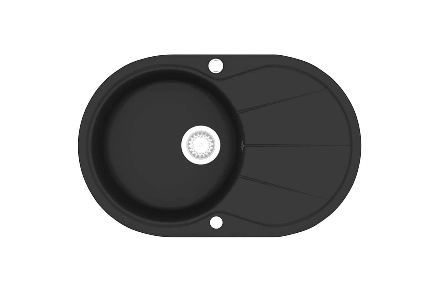 Vidaxl Granite Kitchen Sink Single Basin Oval Black