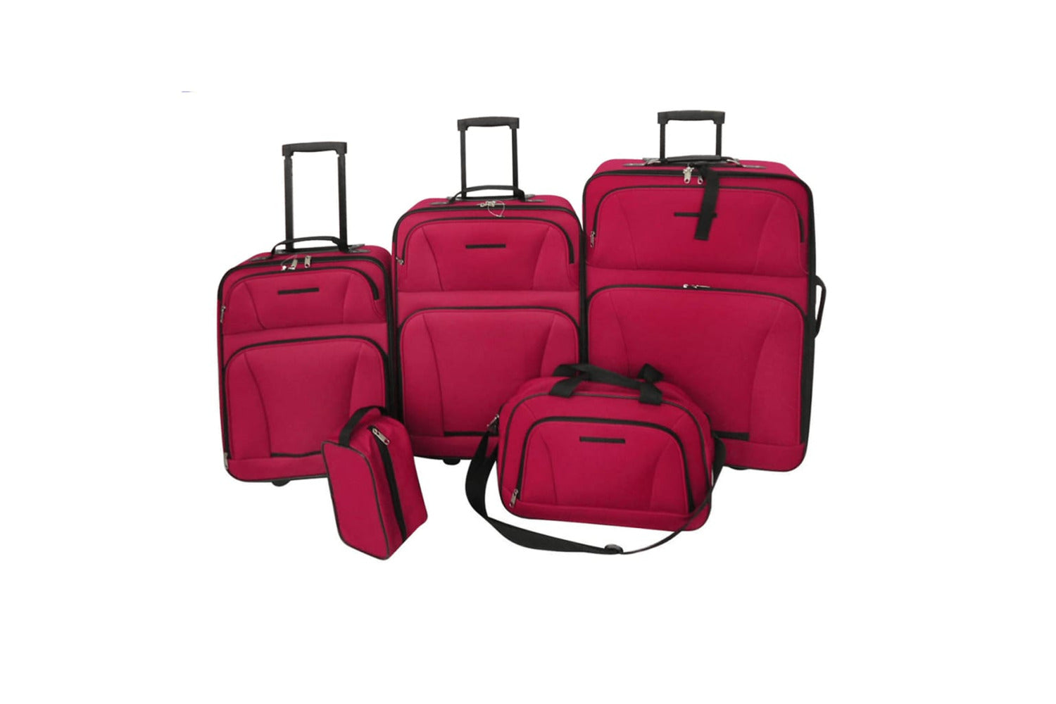 Vidaxl 90155 Five Piece Travel Luggage Set Red-2