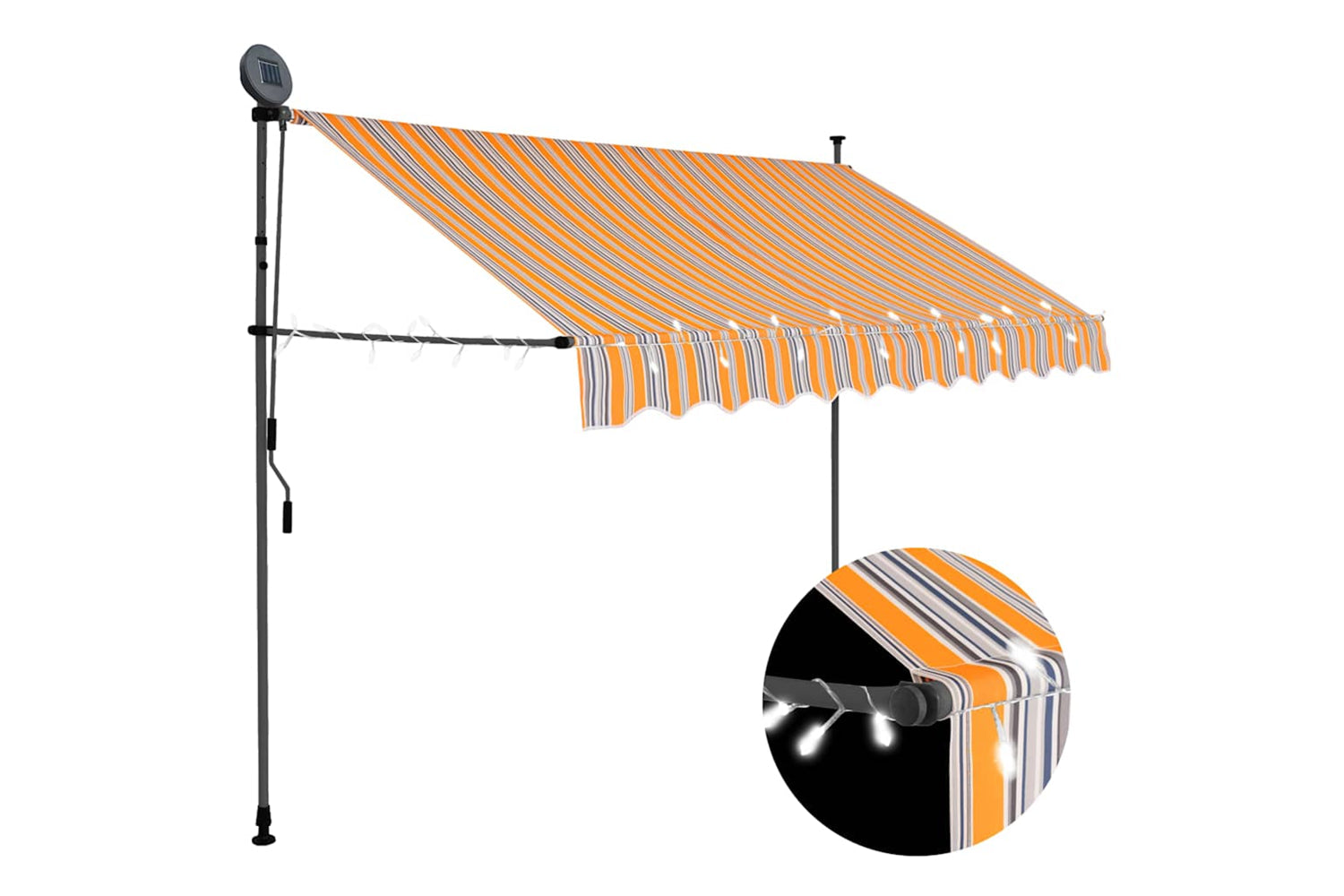 vidaXL 145851 Manual Retractable Awning With Led 250cm Yellow And Blue