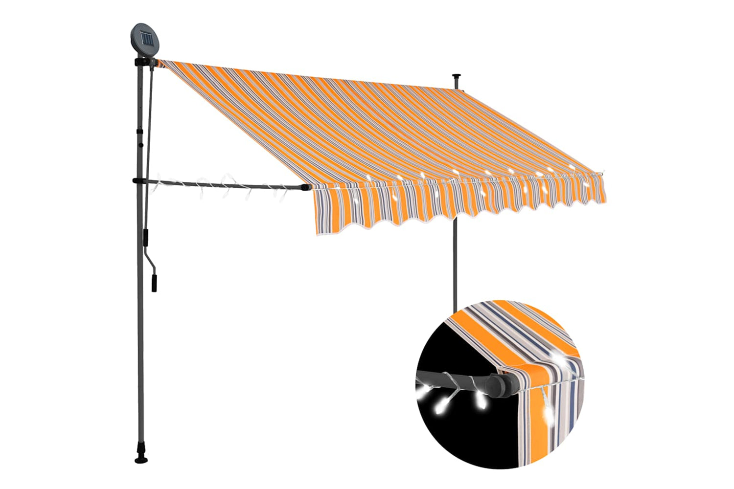 vidaXL 145852 Manual Retractable Awning With Led 300cm Yellow And Blue