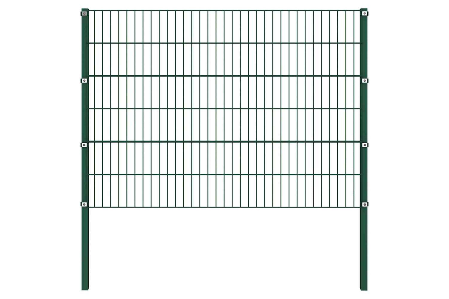 Vidaxl 144934 Fence Panel With Posts Iron 1.7x1.2 M Green