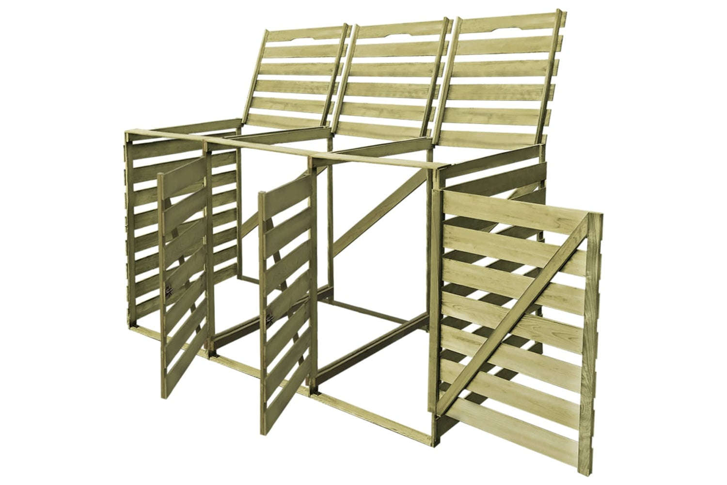 Vidaxl 42271 Triple Wheelie Bin Shed 240 L Impregnated Wood