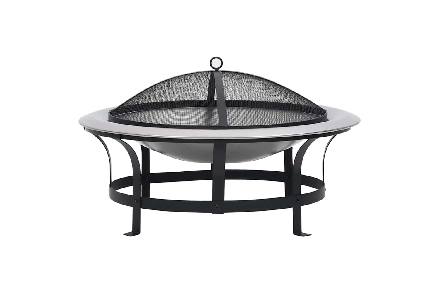 Vidaxl Outdoor Fire Pit With Grill Stainless Steel 76 Cm