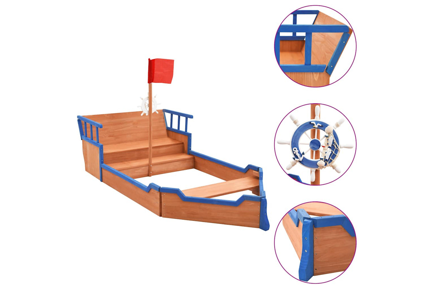 Vidaxl Sandbox Pirate Ship Firwood 190x94.5x101 Cm-2