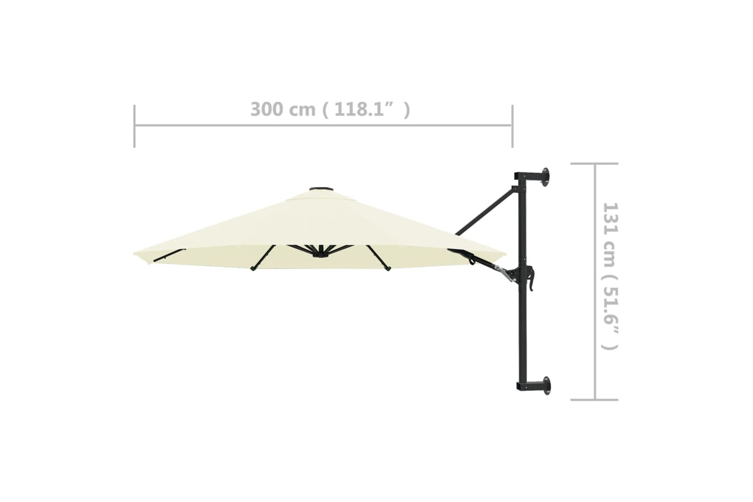 vidaXL Wall-mounted Parasol With Metal Pole 300cm Sand-8